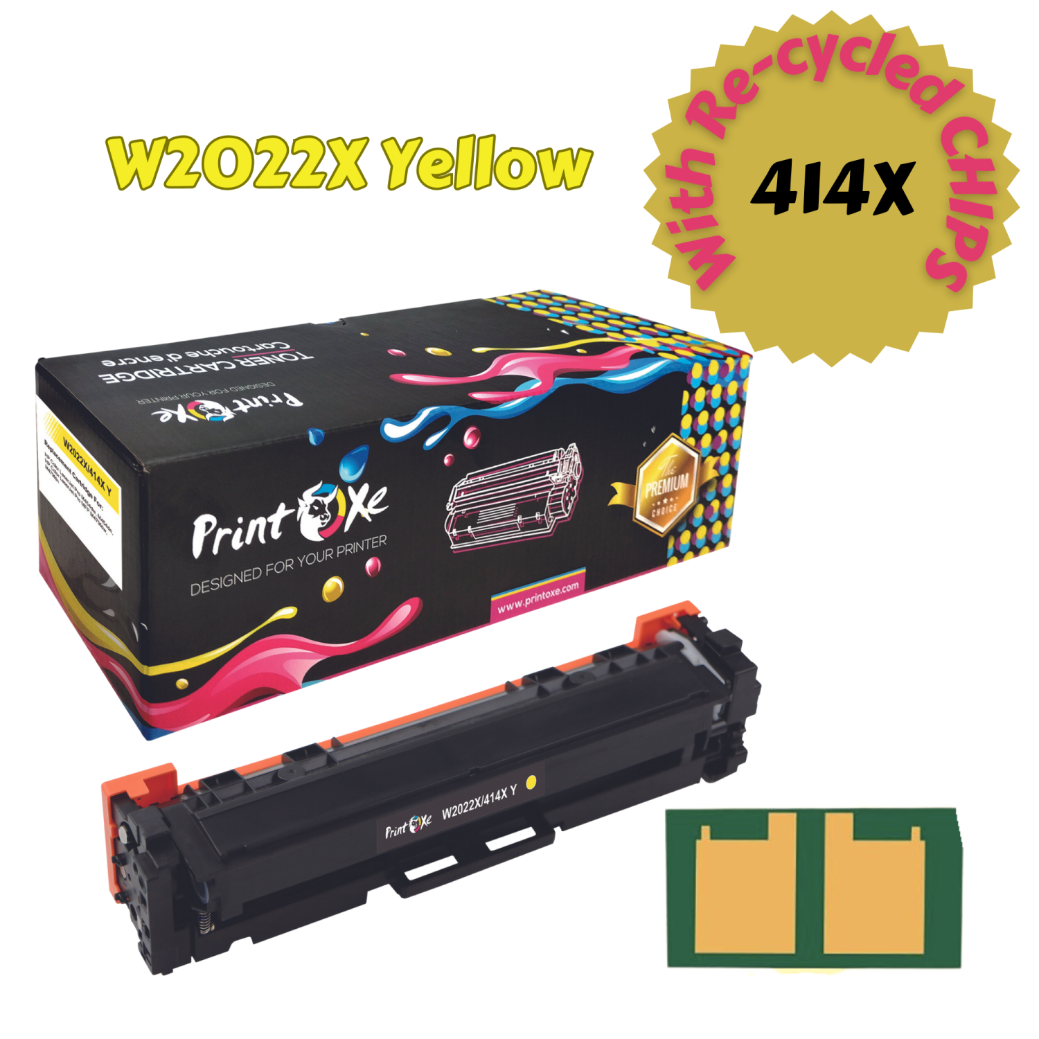 Avec puce ; toner jaune W2022X à haut rendement compatible avec HP 414X / 414&nbsp;A version à haut rendement de W2022&nbsp;A pour Color LaserJet Pro