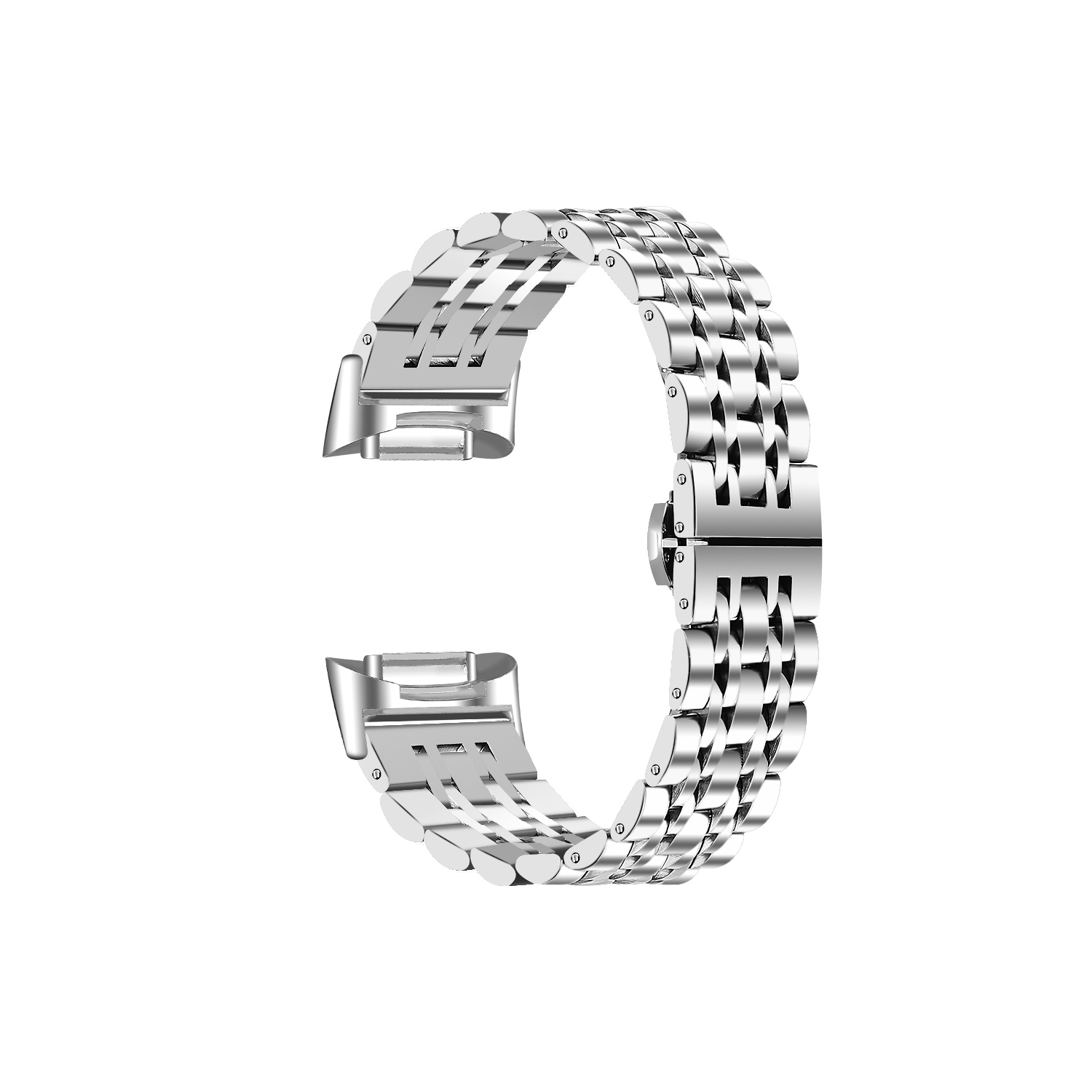 StrapsCo High Quality Stainless Steel Bracelet Watch Band for Fitbit Charge 5 - Silver