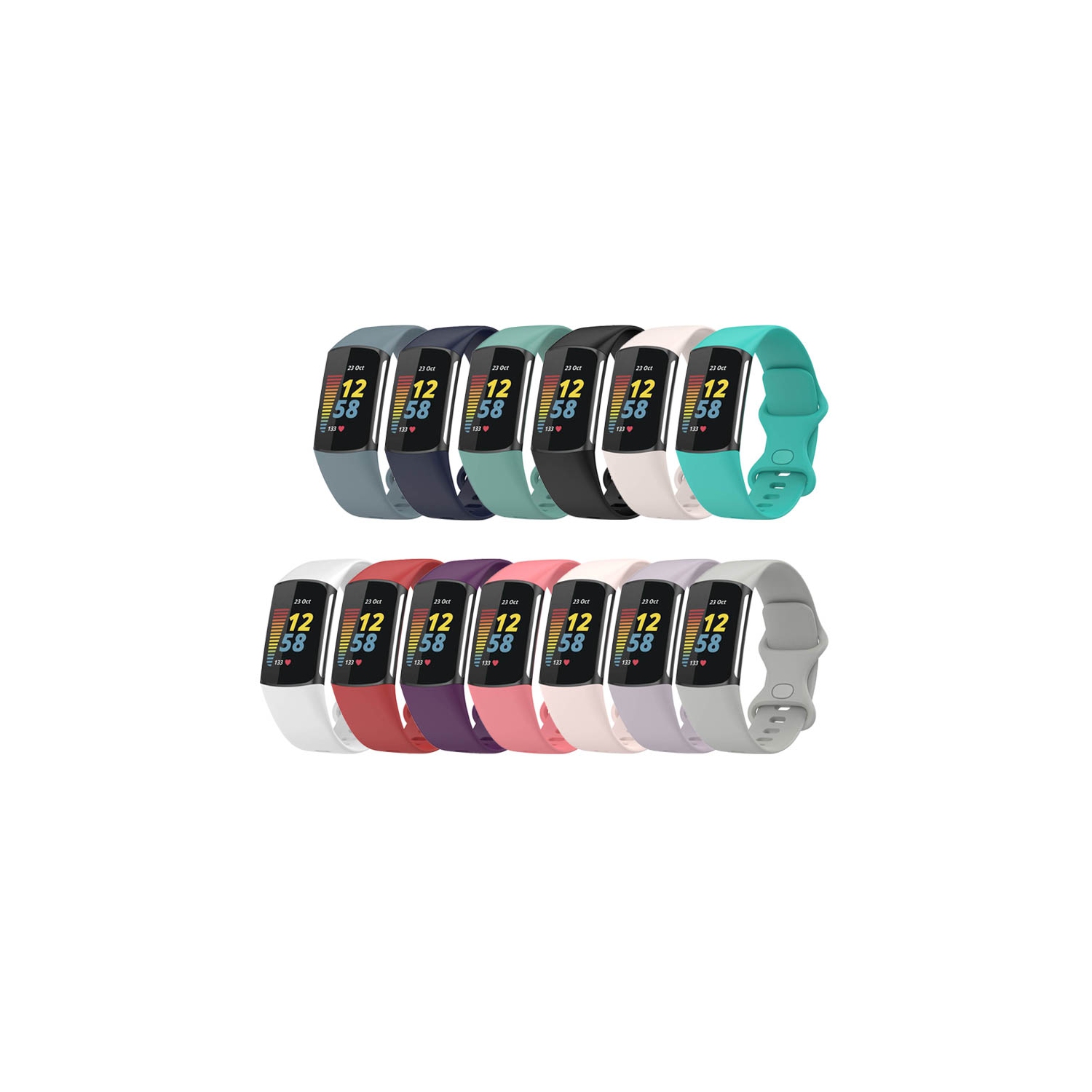 Bande d'infini en caoutchouc de silicone StrapsCo - Bracelet de montre pour Fitbit Charge 5 - Moyen-Long - Bleu marine