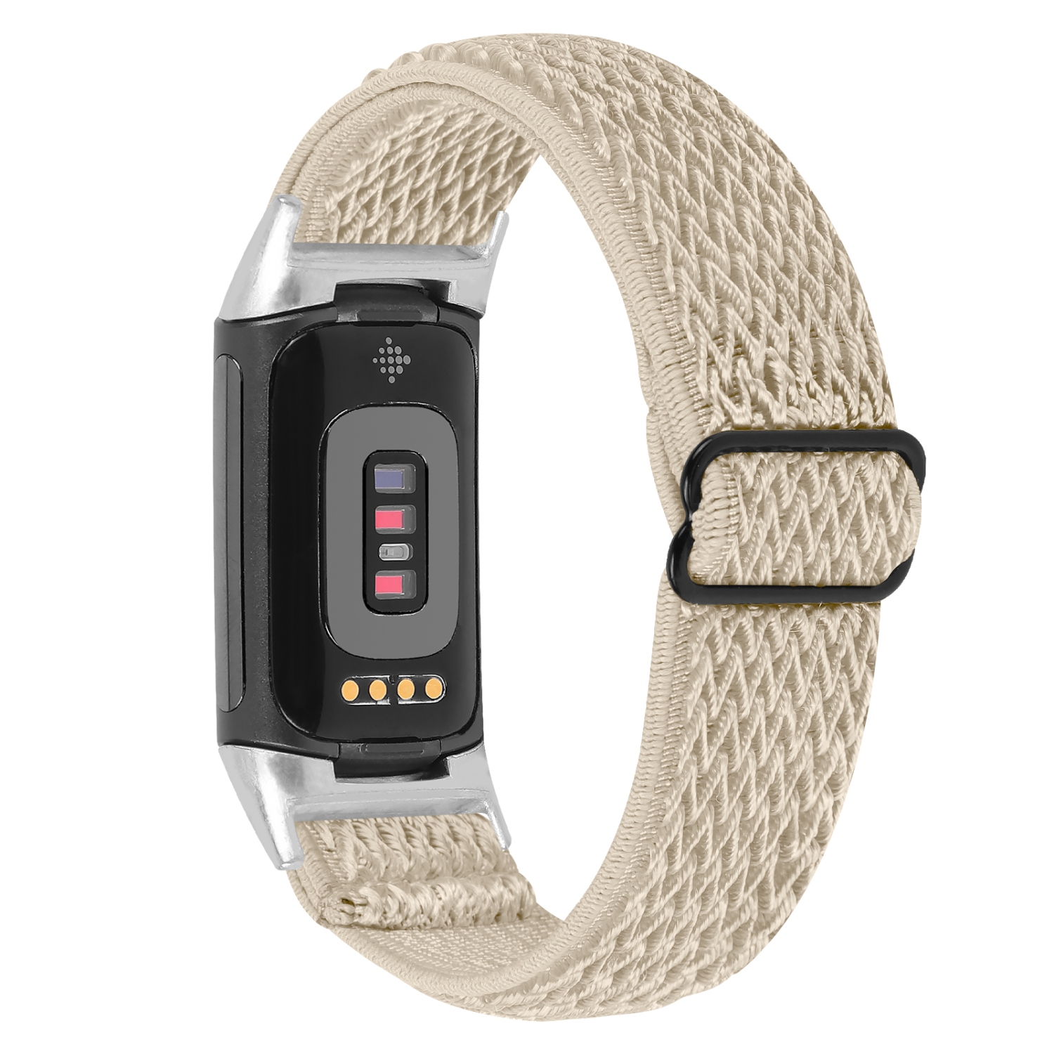 Sangle de montre en nylon tissé de remplacement StrapsCo pour la charge Fitbit 5 - Beige