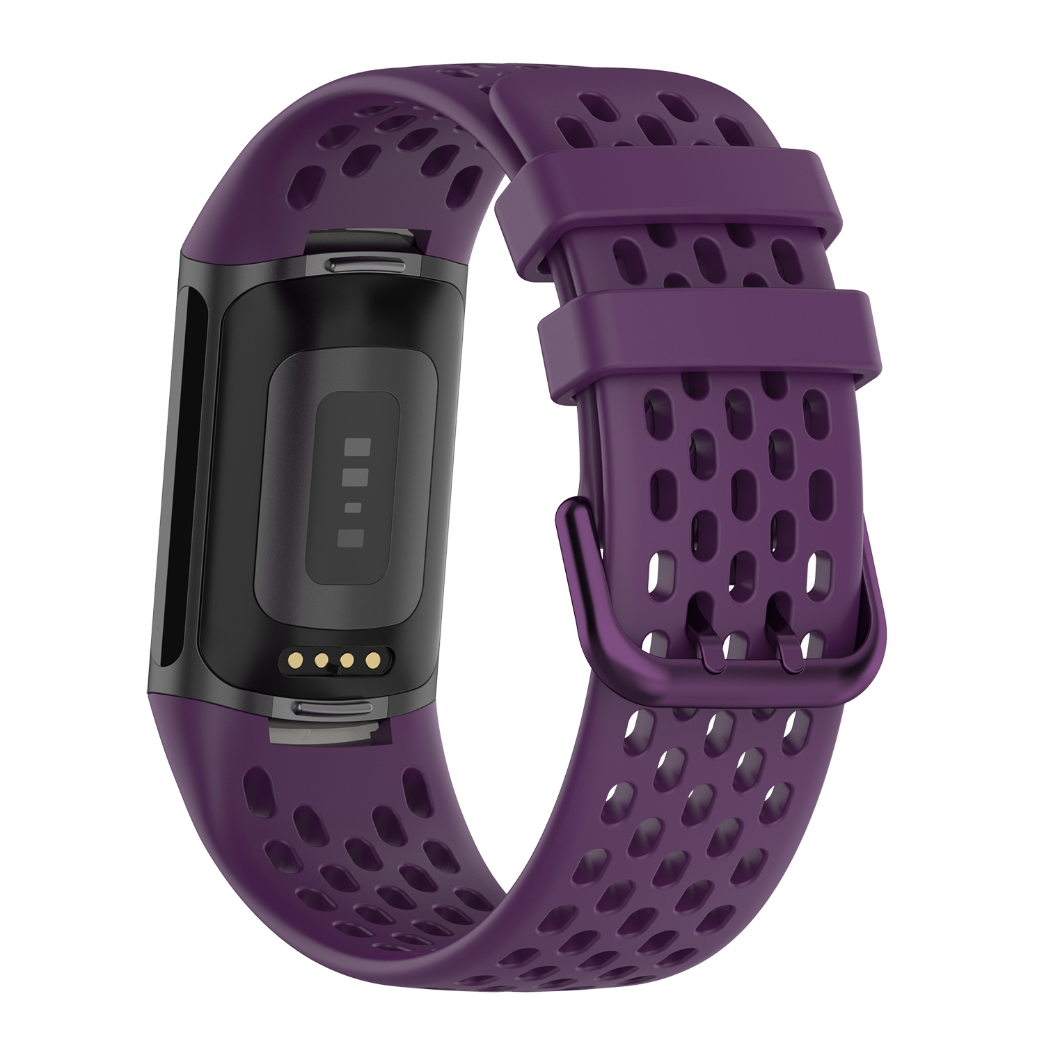 StrapsCo Heavy Duty Silicone caoutchouc Sport Sport - Sangle de montre pour Fitbit Charge 5 - Violet foncé