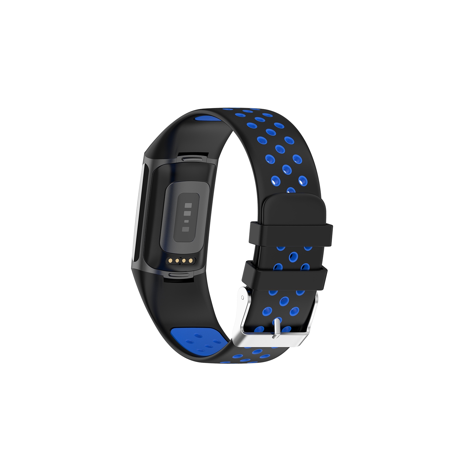 Bande de sport en caoutchouc de silicone StrapsCo - Bracelet de montre pour Fitbit Charge 5 - Noir & Bleu