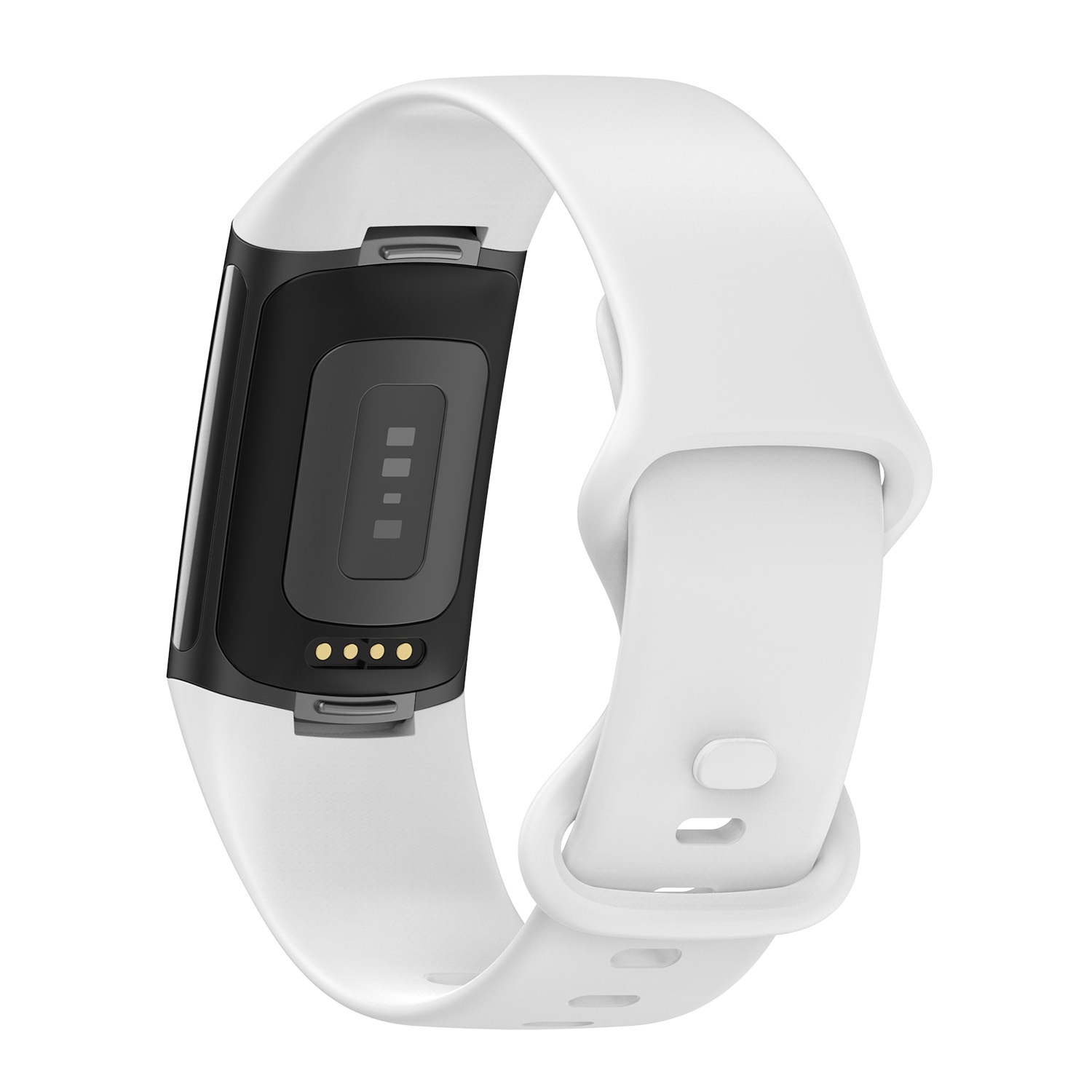 Bande d'infini en caoutchouc de silicone StrapsCo - Bracelet de montre pour Fitbit Charge 5 - Moyen-Long - Blanc brillant