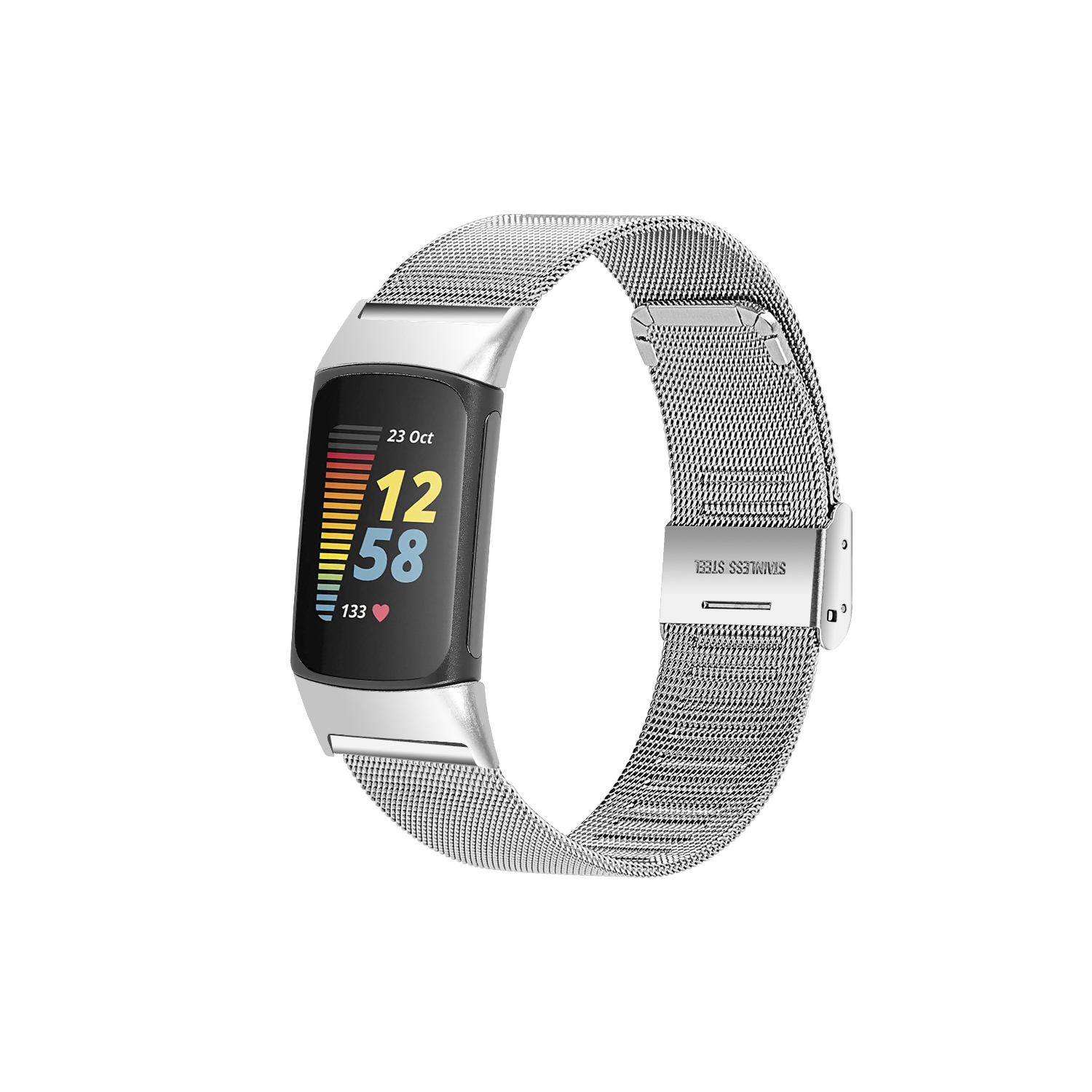 Bracelet en acier inoxydable StrapsCo Fine Bande de montre pour Fitbit Charge 5 - Argent
