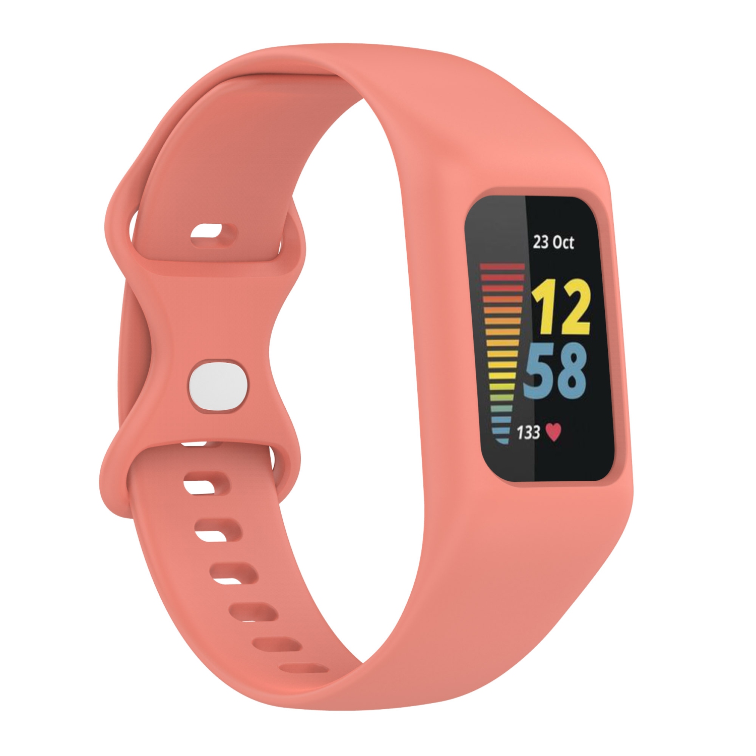 StrapsCo Rubber Watch Strap Band with Built-In Case for Fitbit Charge 5 - Pink