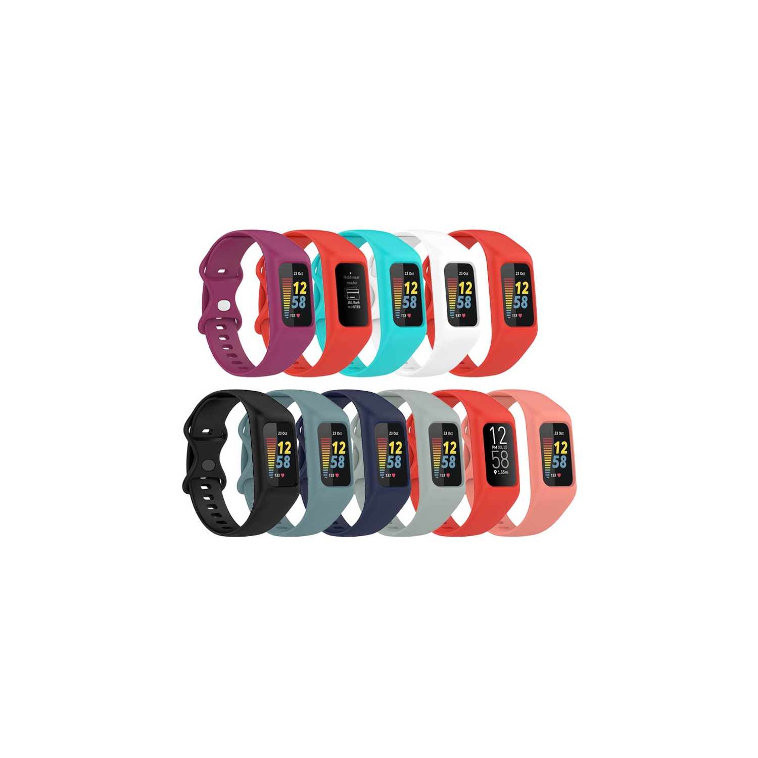 StrapsCo Rubber Watch Strap Band with Built-In Case for Fitbit Charge 5 - Pink