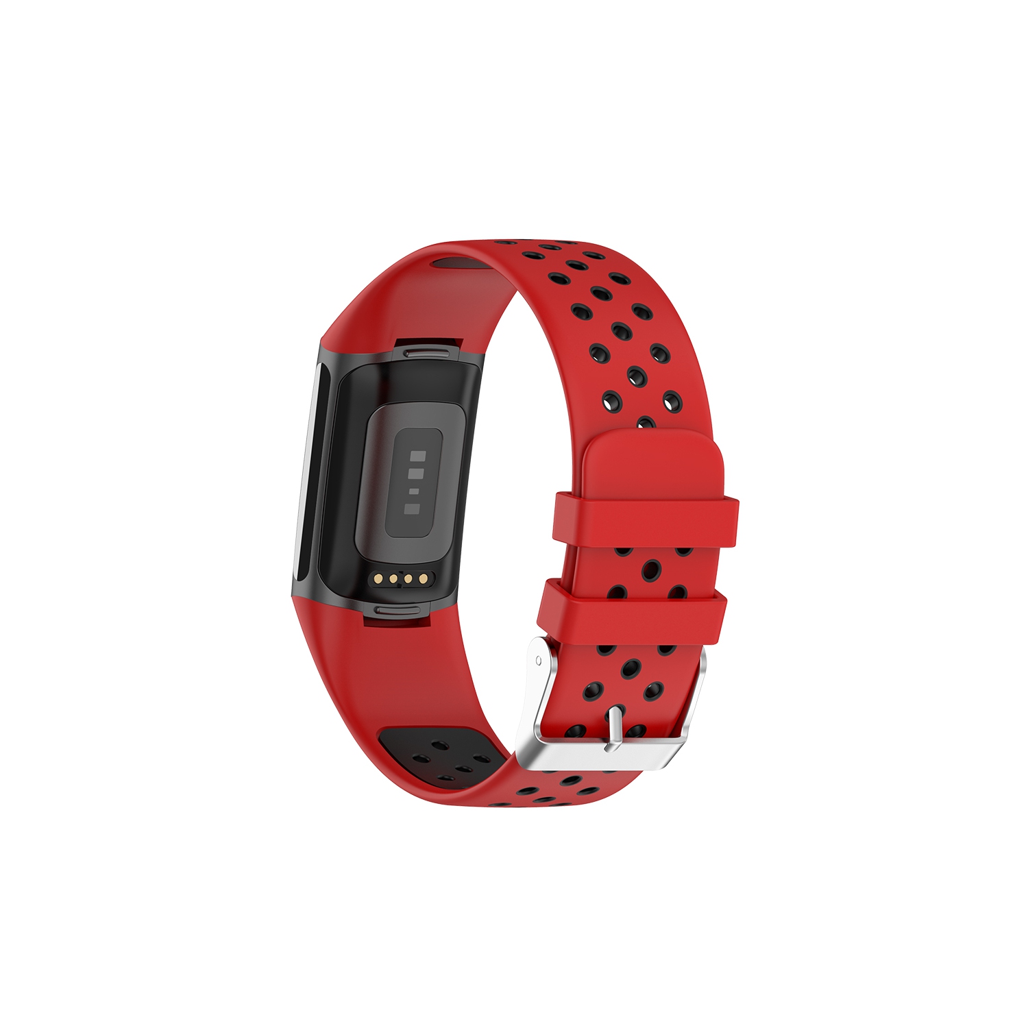StrapsCo Silicone Rubber Sport Band - Watch Strap for Fitbit Charge 5 - Red & Black