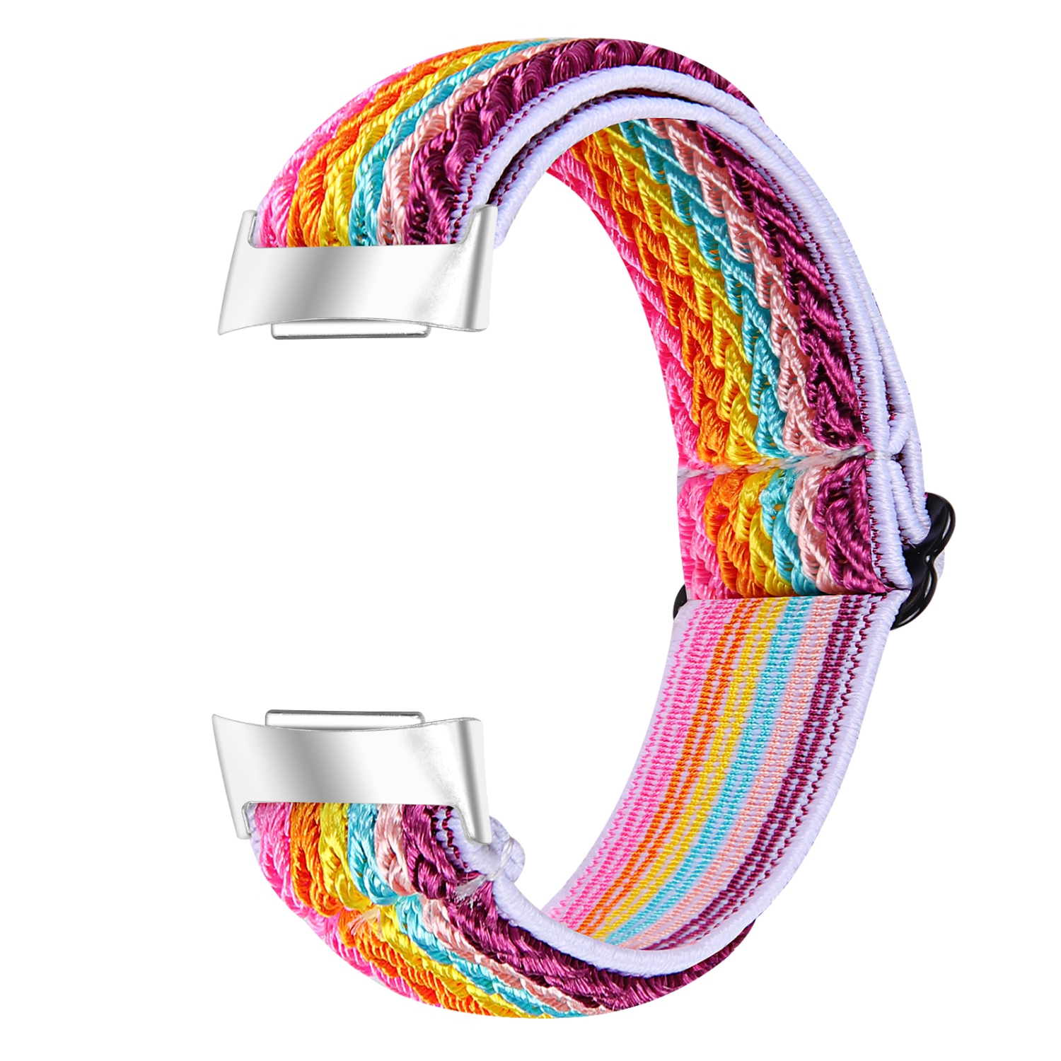 Sangle de montre en nylon tissé de remplacement StrapsCo pour la charge Fitbit 5 - Arc-en-ciel léger