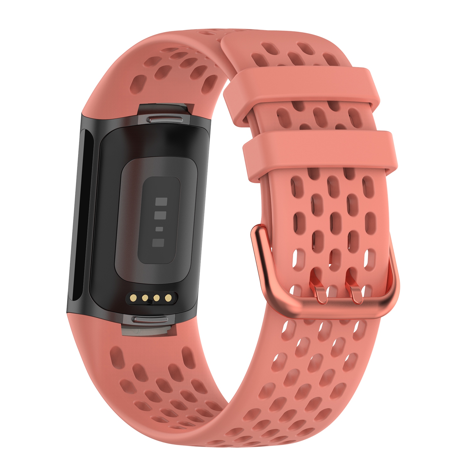 StrapsCo Heavy Duty Silicone caoutchouc Sport Sport - Sangle de montre pour Fitbit Charge 5 - Rose