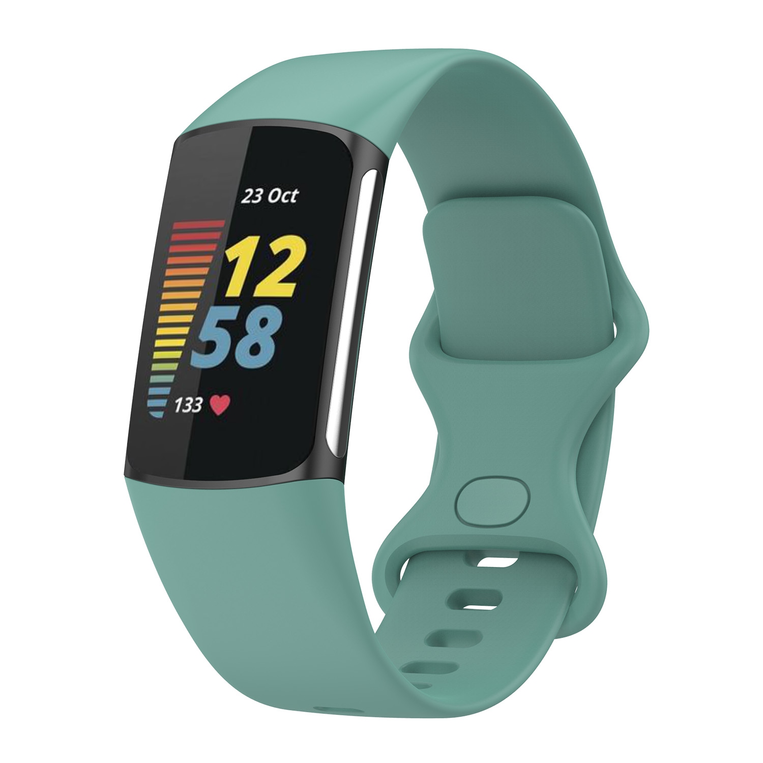 Bande d'infini en caoutchouc de silicone StrapsCo - Bracelet de montre pour Fitbit Charge 5 - Moyen-Long - Sarcelle