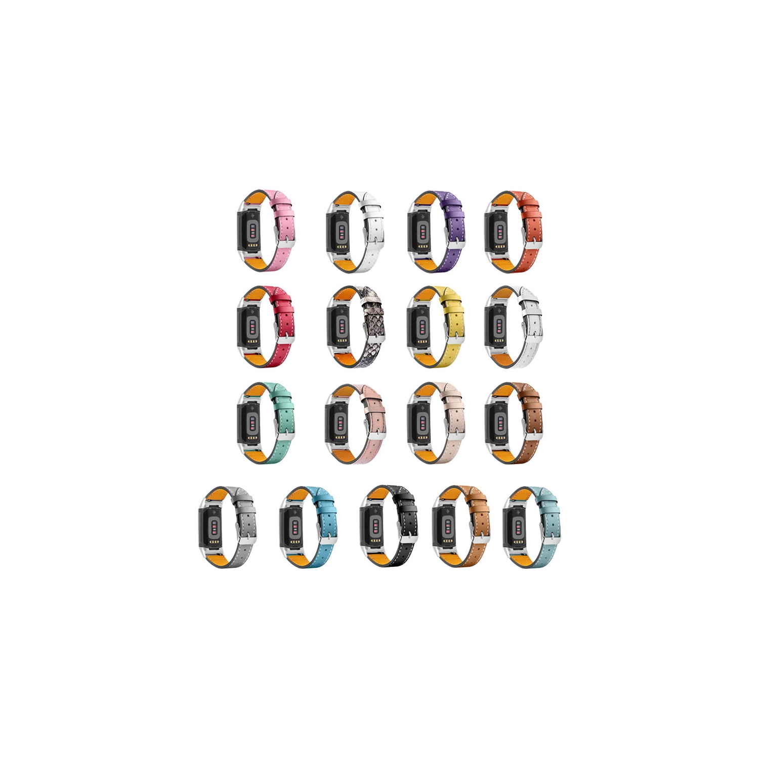 StrapsCo Smooth Genuine Leather Watch Strap Band for Fitbit Charge 5 - Frost White