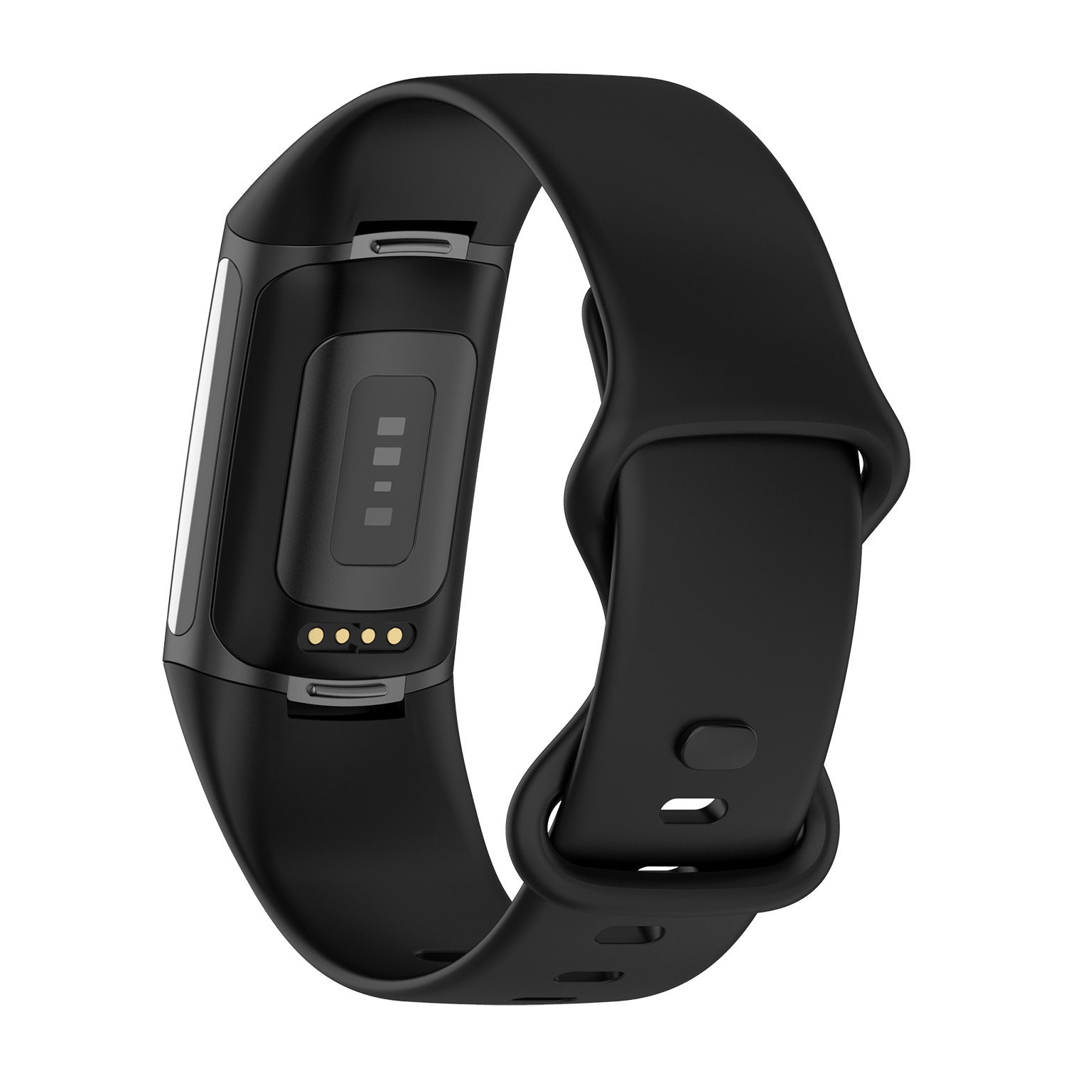 Bande d'infini en caoutchouc de silicone StrapsCo - Bracelet de montre pour Fitbit Charge 5 - Moyen-Long - Noir