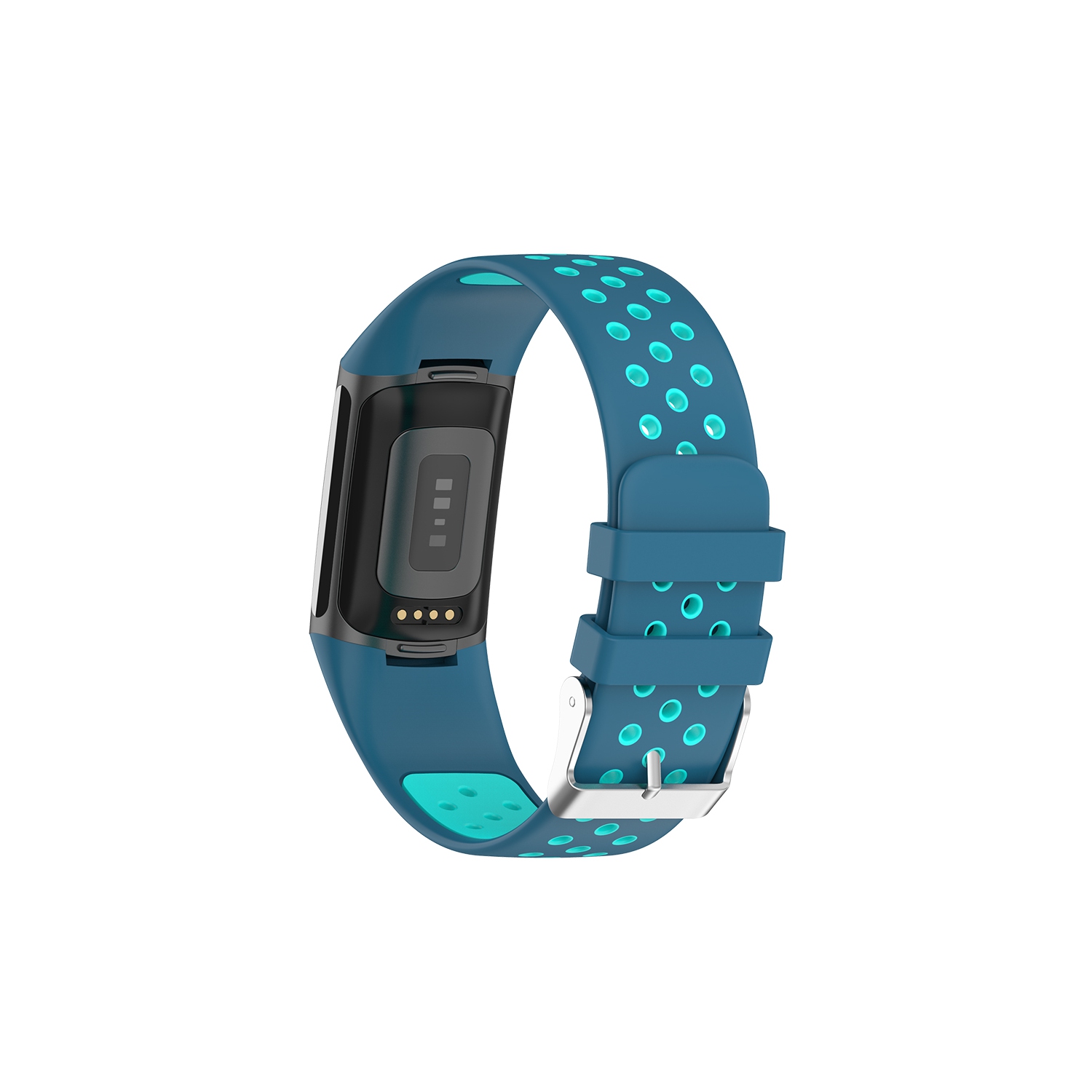 StrapsCo Silicone Rubber Sport Band - Watch Strap for Fitbit Charge 5 - Blue & Aqua