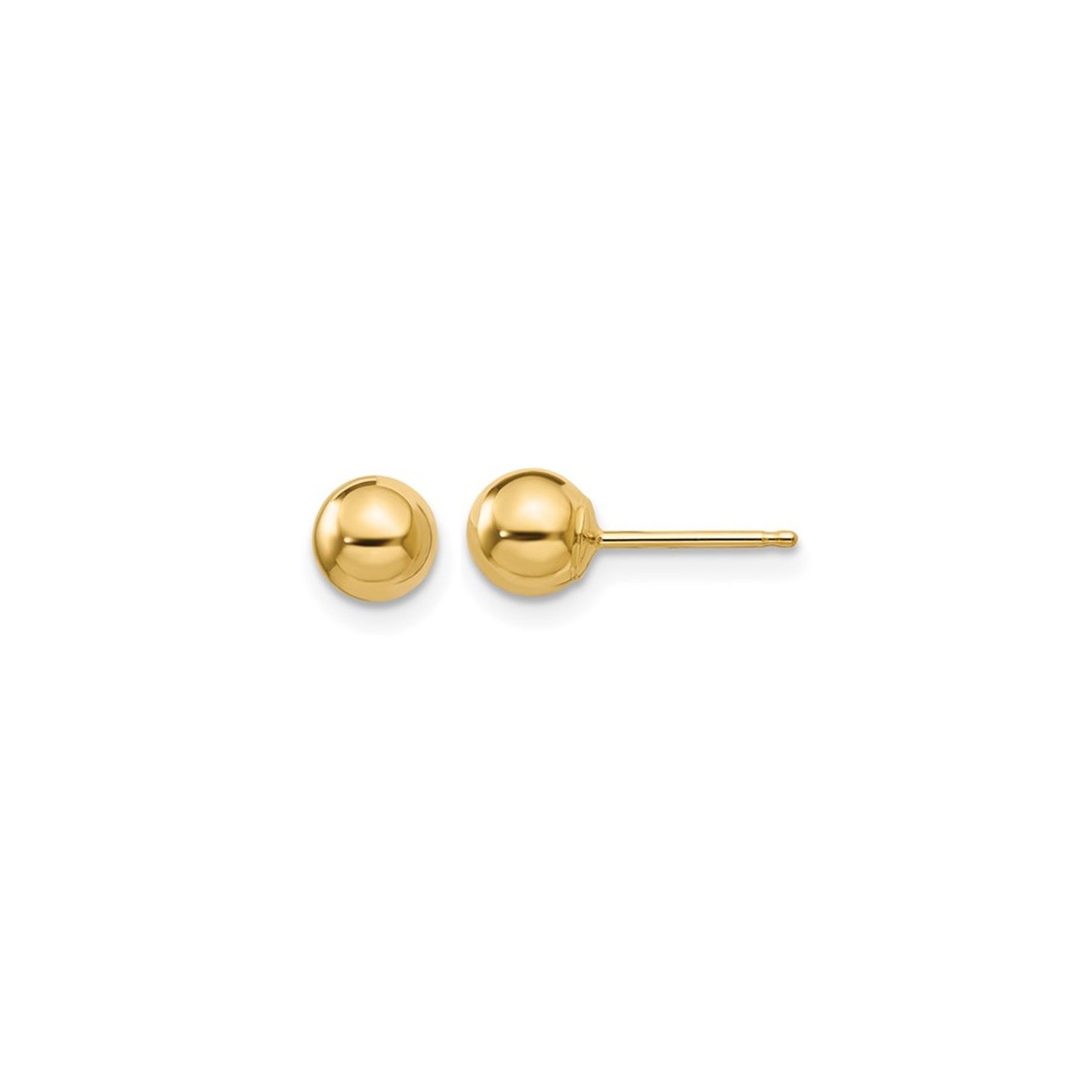 Gold Button Ball 5mm Stud Earrings in 14K Yellow Gold