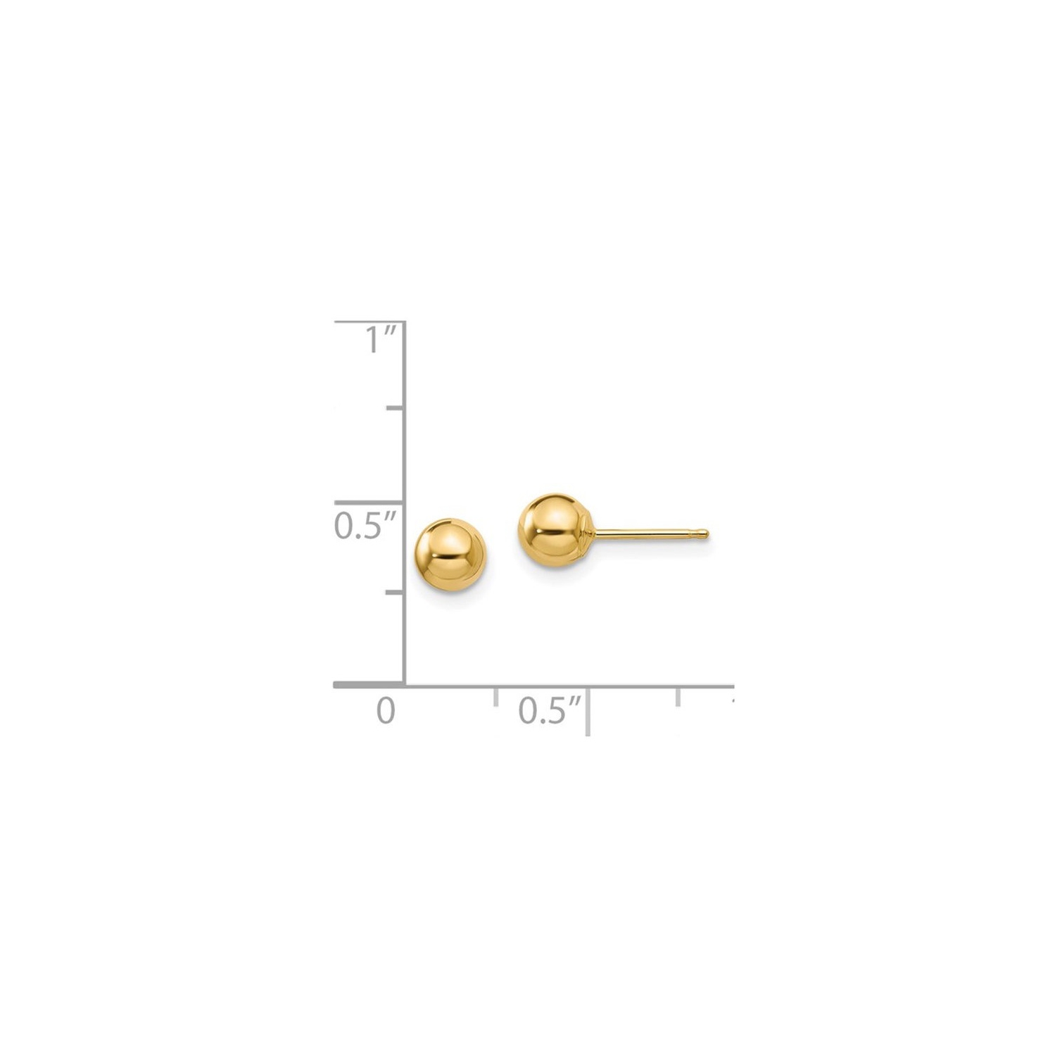 Gold Button Ball 5mm Stud Earrings in 14K Yellow Gold