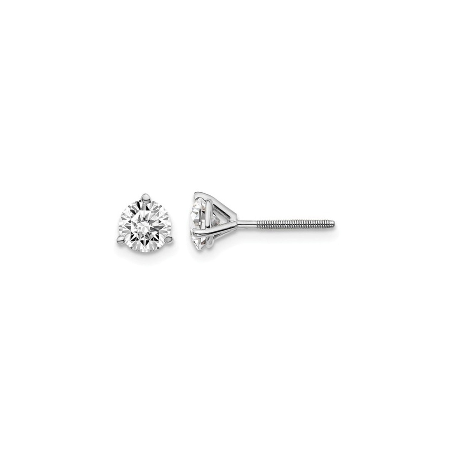 1,00 carat Lab Dossier Diamond Solitaire Boucles d'oreilles en or blanc 14K avec des vis