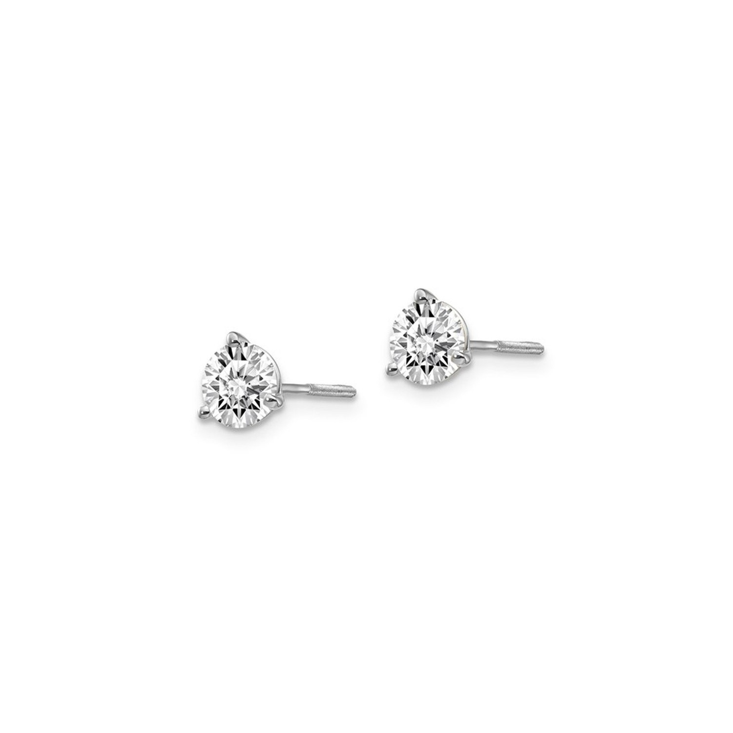 1,00 carat Lab Dossier Diamond Solitaire Boucles d'oreilles en or blanc 14K avec des vis