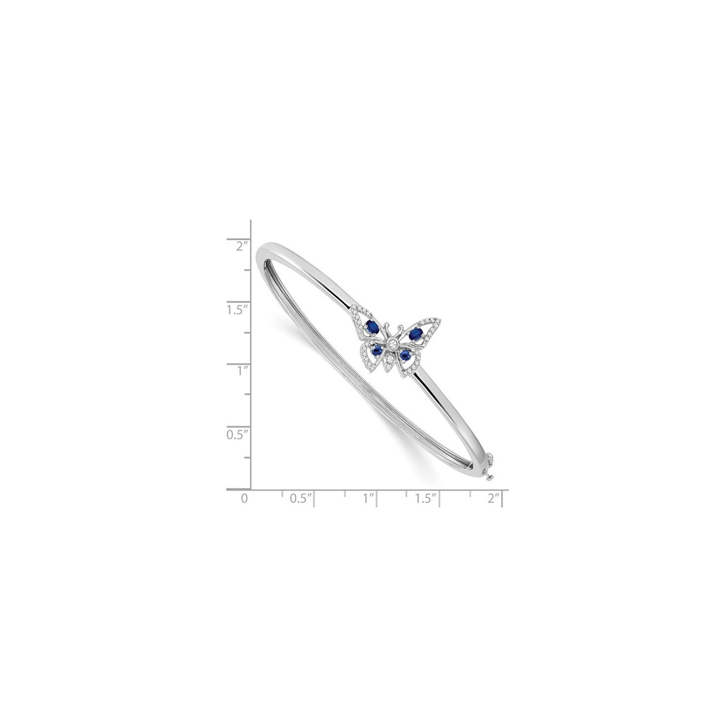 Bracelet papillon en or blanc 14 ct avec diamants et saphir bleu de 1/3 ct