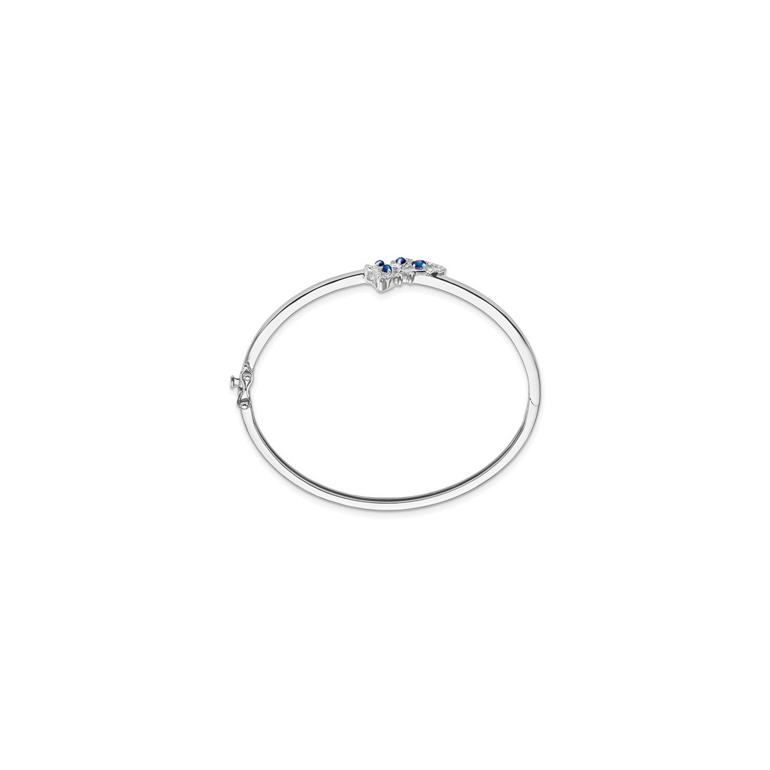 Bracelet papillon en or blanc 14 ct avec diamants et saphir bleu de 1/3 ct