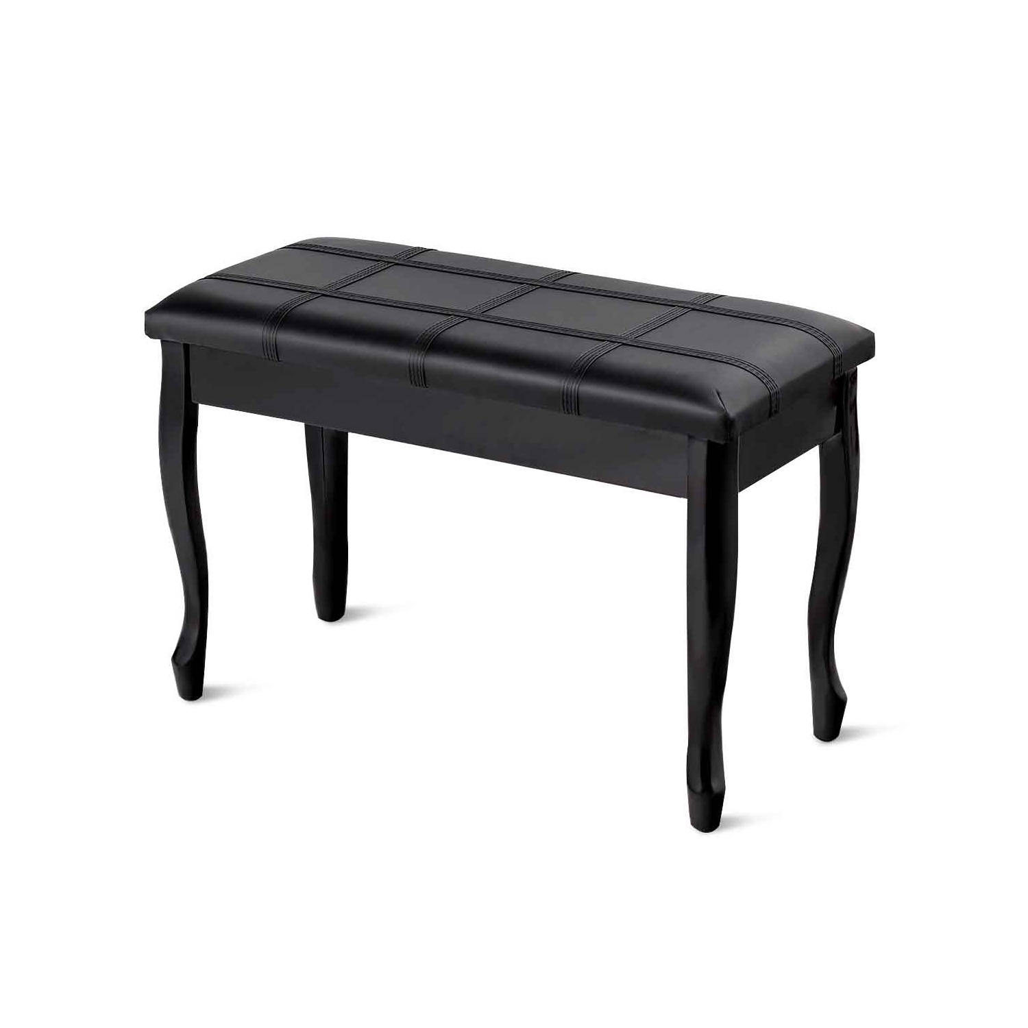 Topbuy PU Leather Piano Bench Solid Wood Padded Double Duet Keyboard Seat w/ Storage Box Black