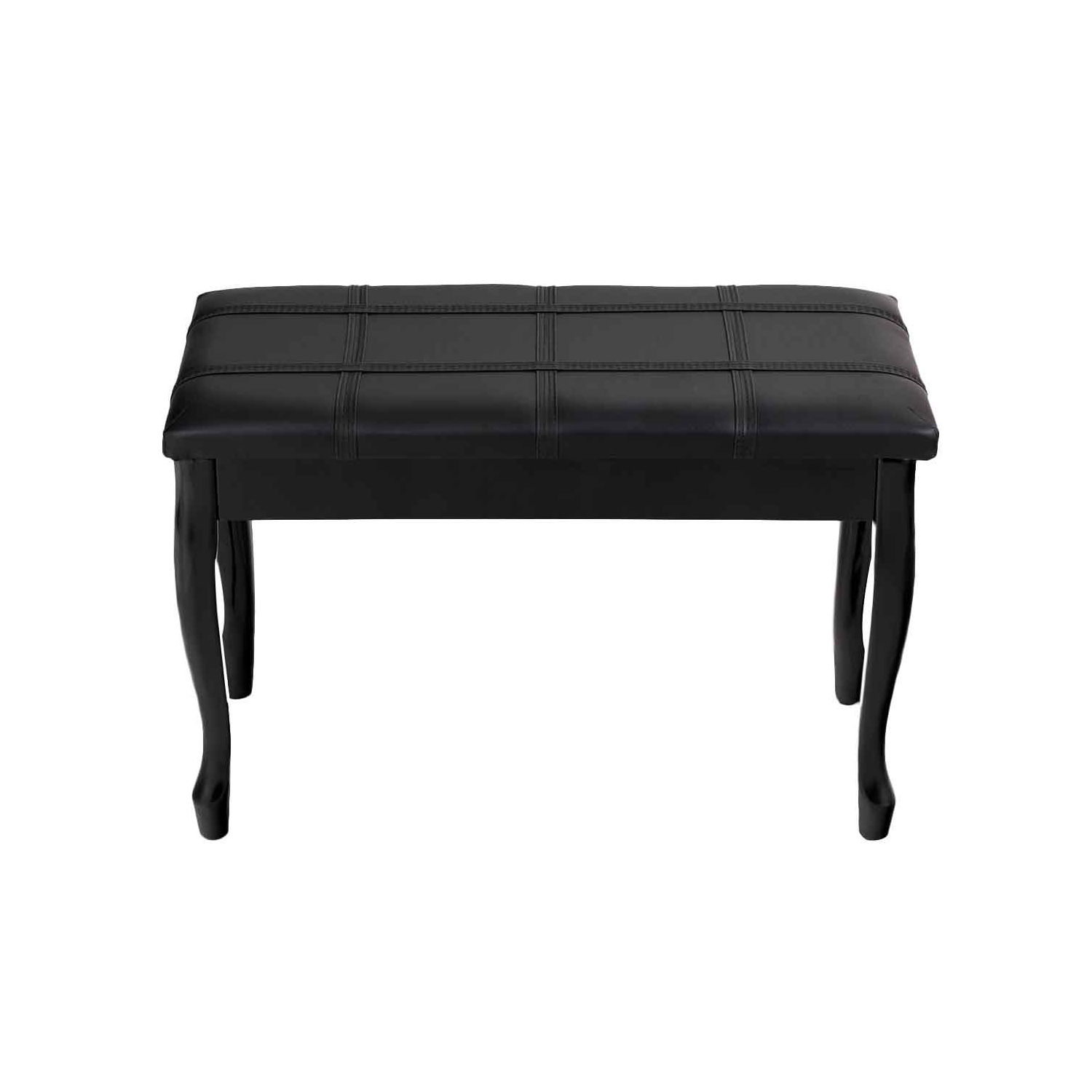 Topbuy PU Leather Piano Bench Solid Wood Padded Double Duet Keyboard Seat w/ Storage Box Black