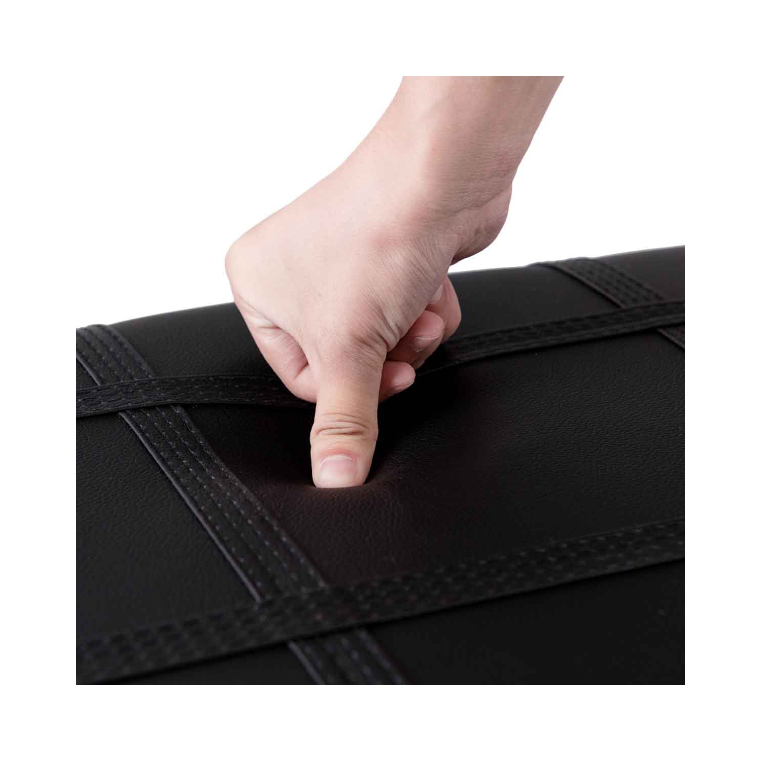 Topbuy PU Leather Piano Bench Solid Wood Padded Double Duet Keyboard Seat w/ Storage Box Black