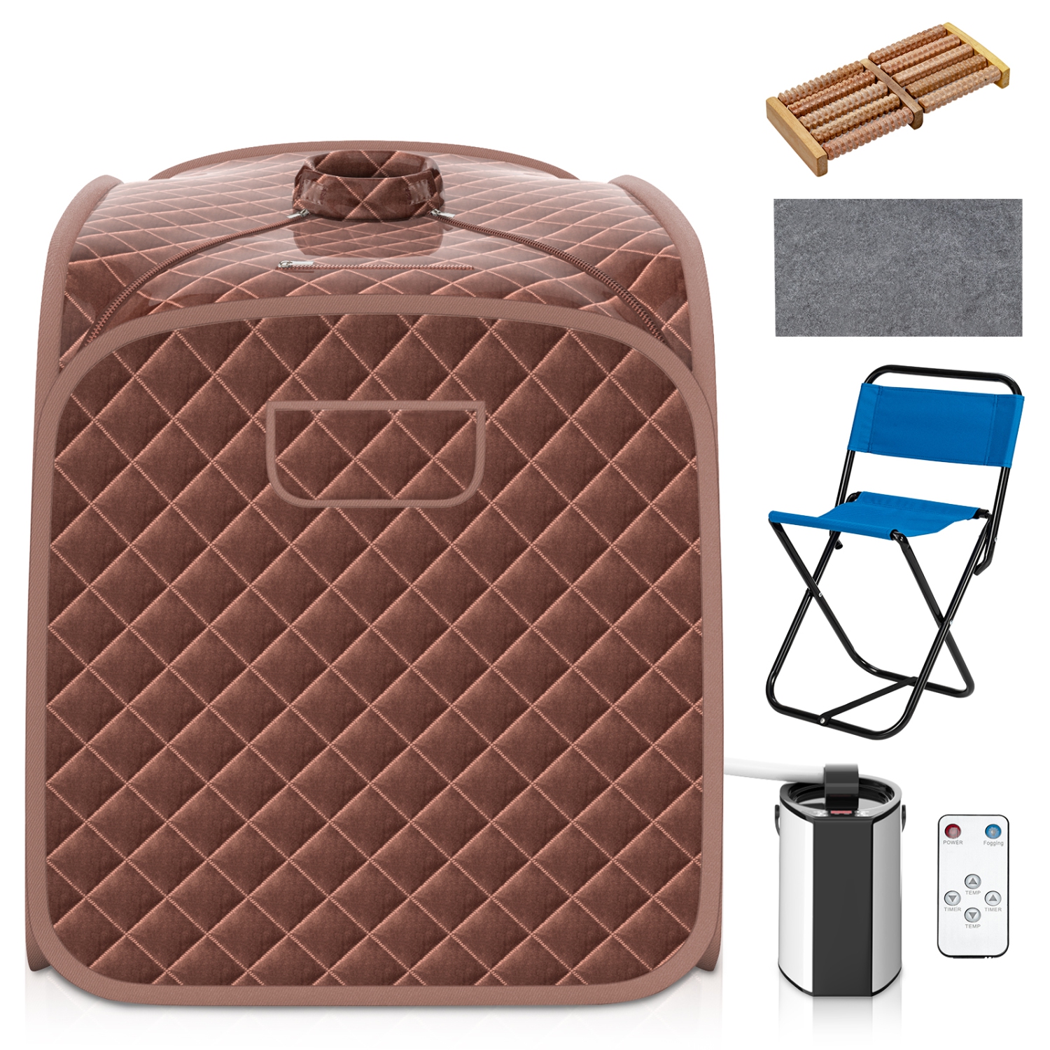 Tente de sauna personnelle pour la maison avec 9 niveaux de température et minuterie Café/Marine/Noir de TopBuy