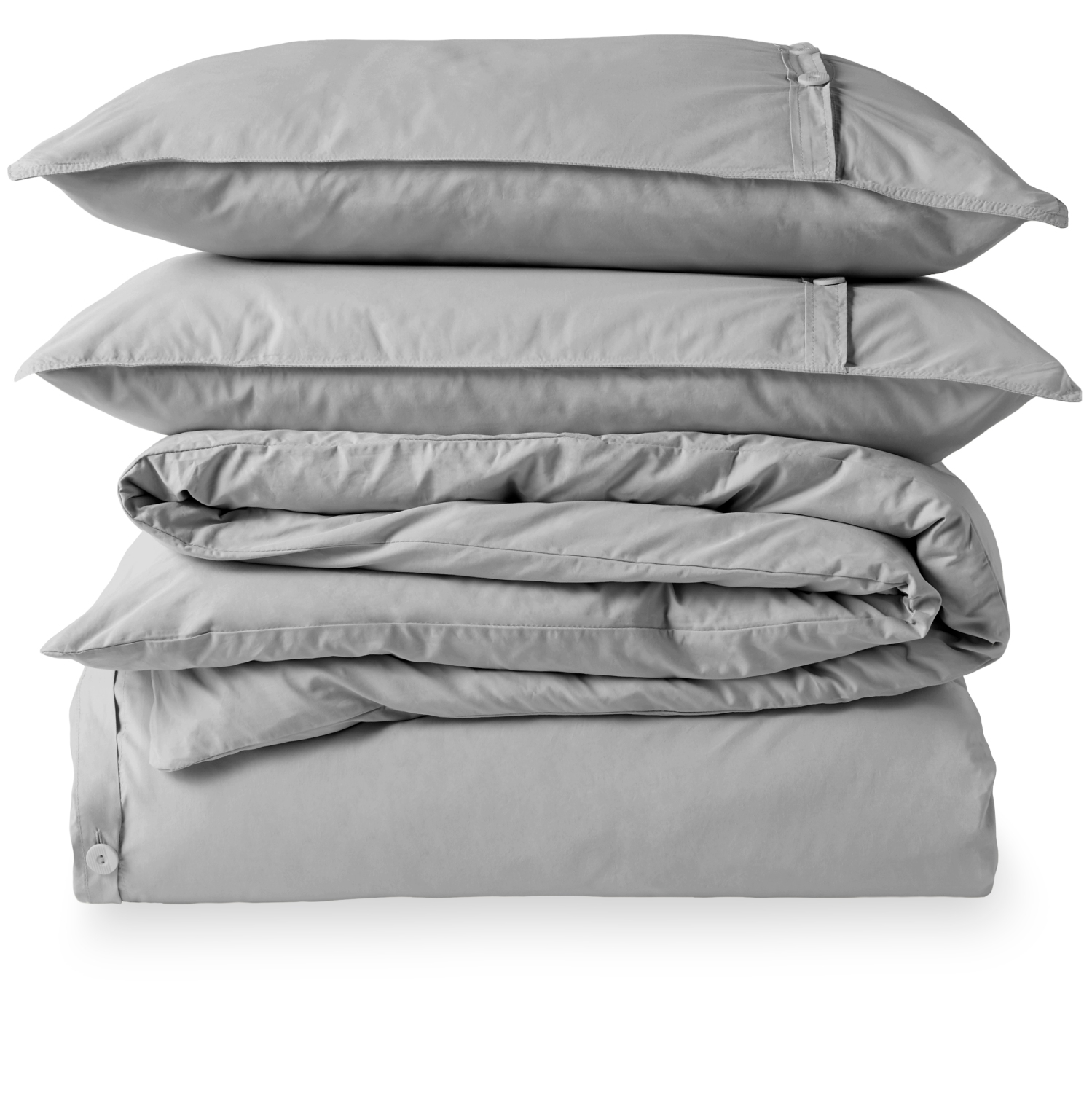 Bare Home 100% Organic Cotton Duvet Cover Set - Crisp Percale Weave - Lightweight & Breathable - Full/Queen, Light Grey