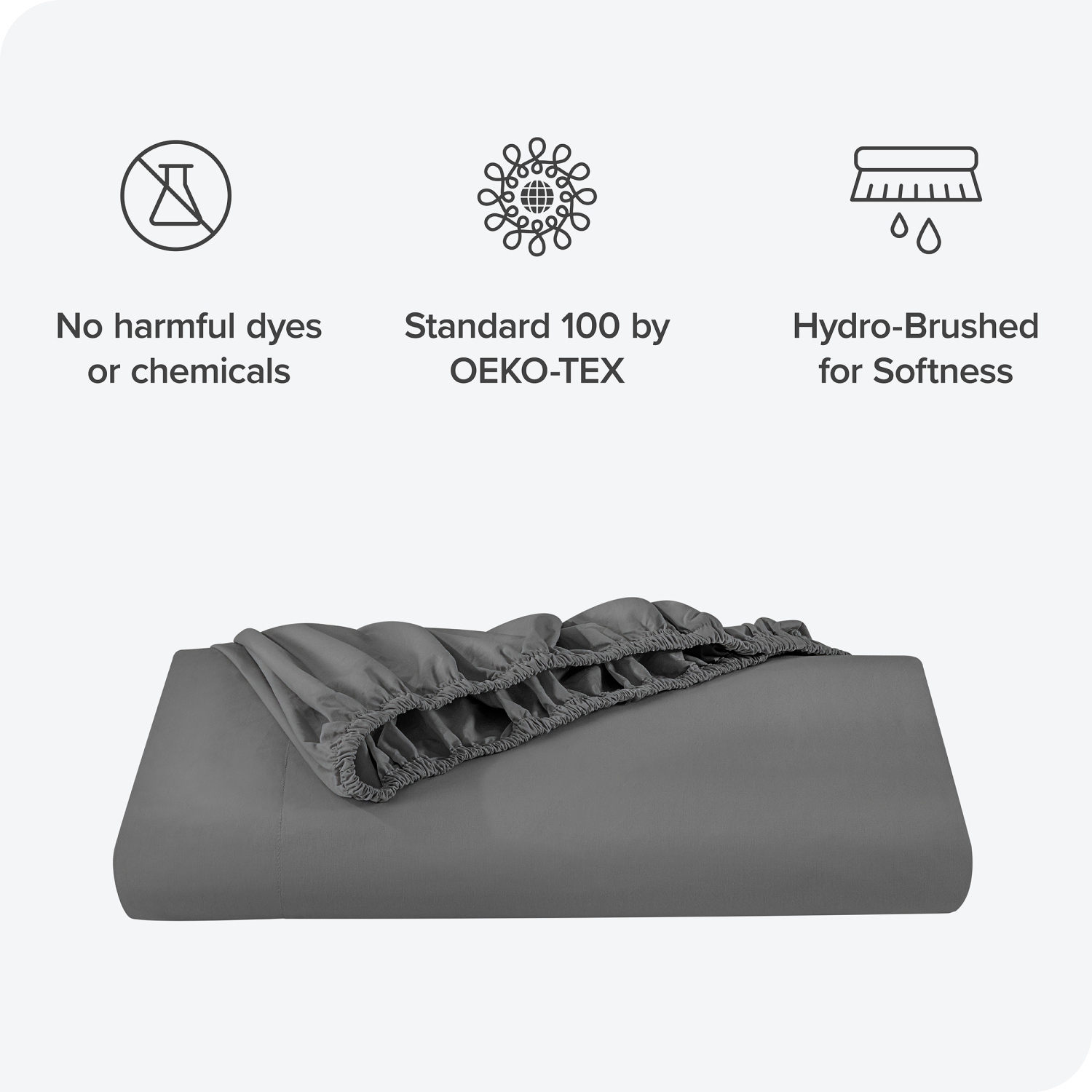 Bare Home 100% Organic Cotton Fitted Bottom Sheet - Crisp Percale Weave - Warm & Luxurious Sateen - King, Grey