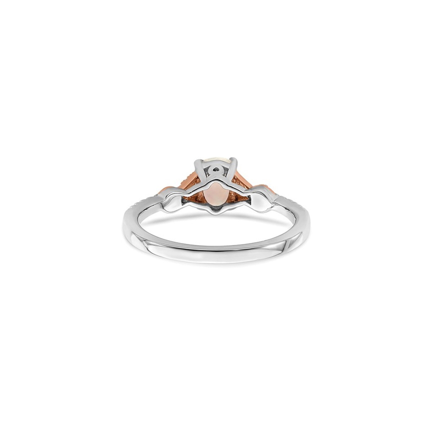 3/4 Carat Opal Ring in 14K White and Rose Pink Gold with Accent Diamonds