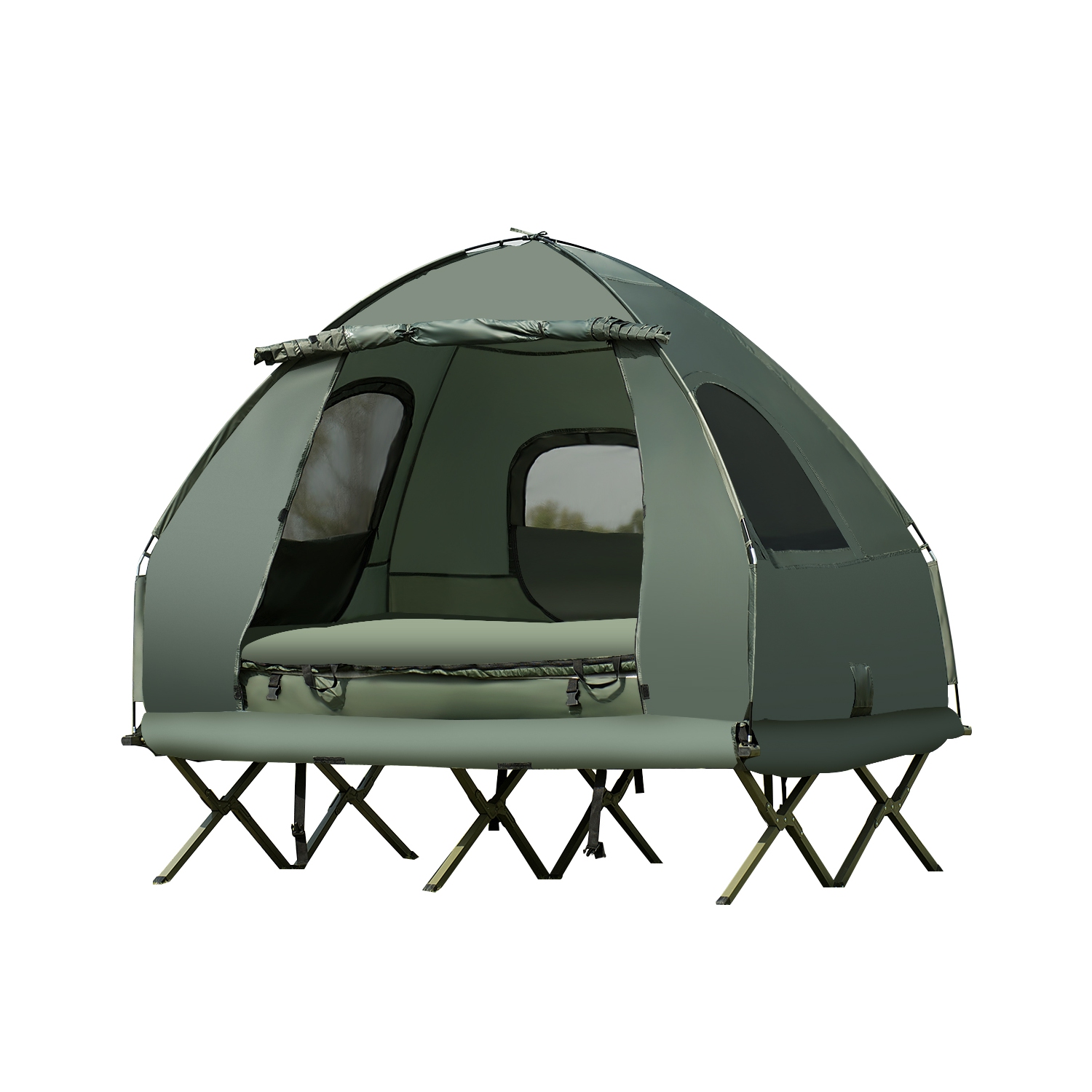 Tente de camping pliante pour 2 personnes avec sac de couchage et matelas gonflable de PatioJoy pour l’activité à l’extérieur