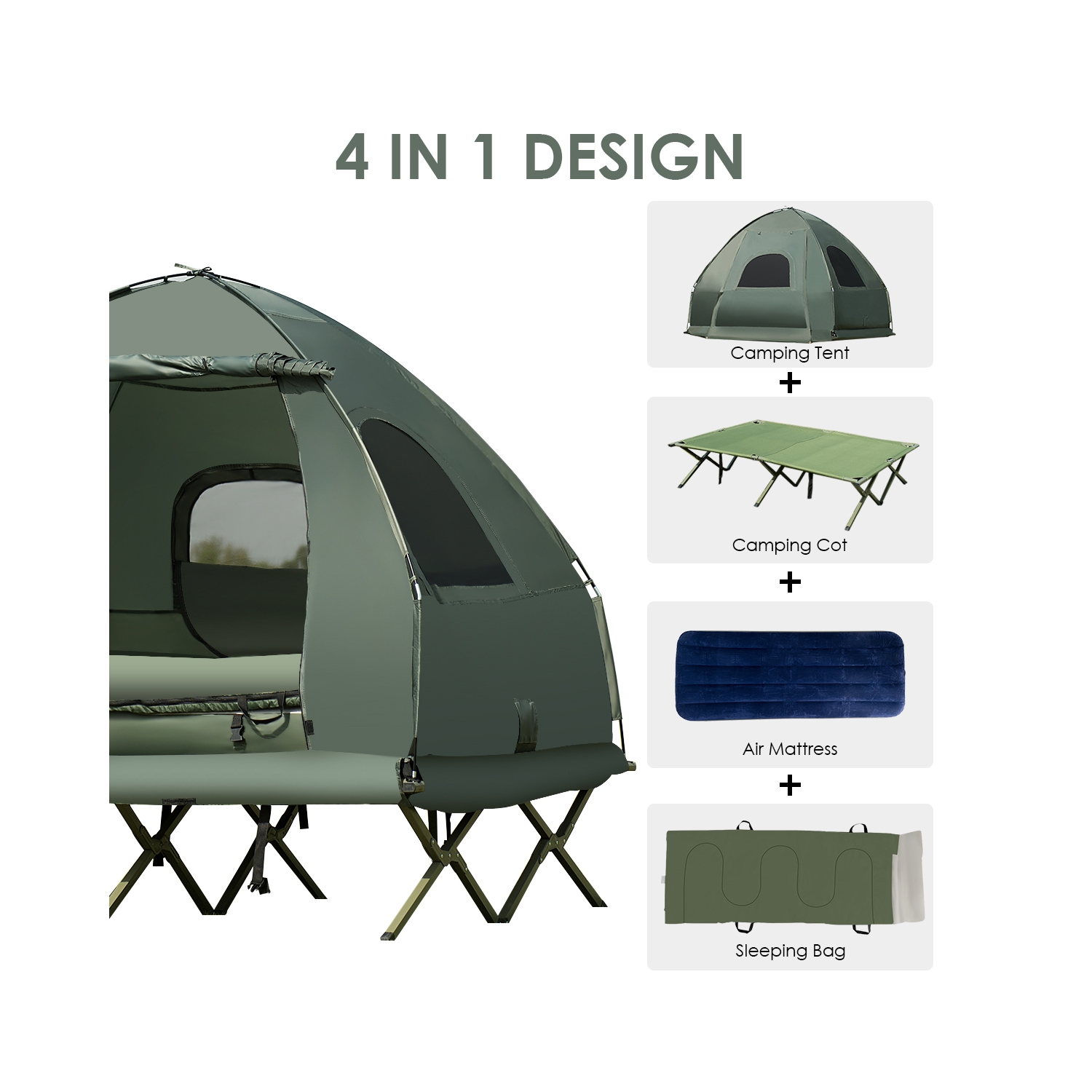 Tente de camping pliante pour 2 personnes avec sac de couchage et matelas gonflable de PatioJoy pour l’activité à l’extérieur