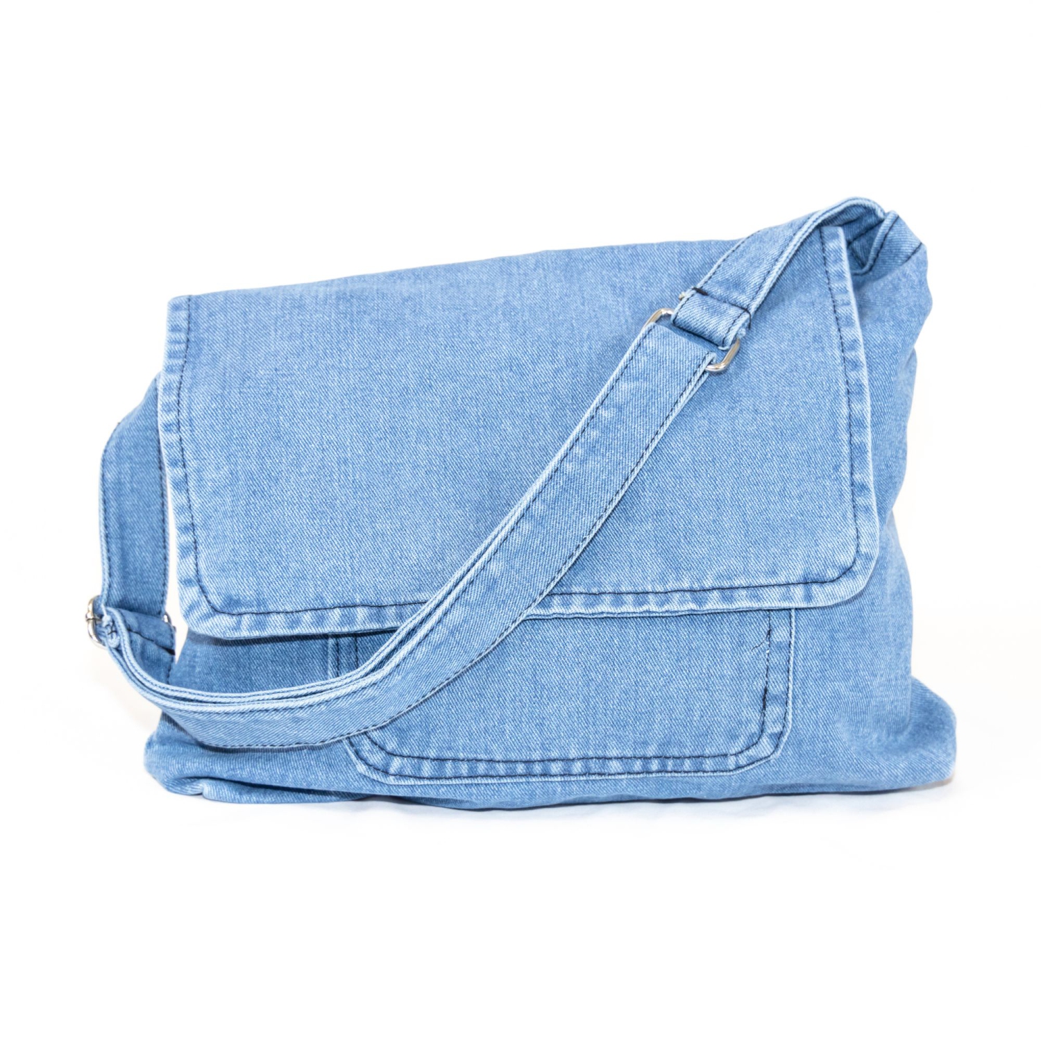 Sac messager en denim Spliurg'd – bleu délavé