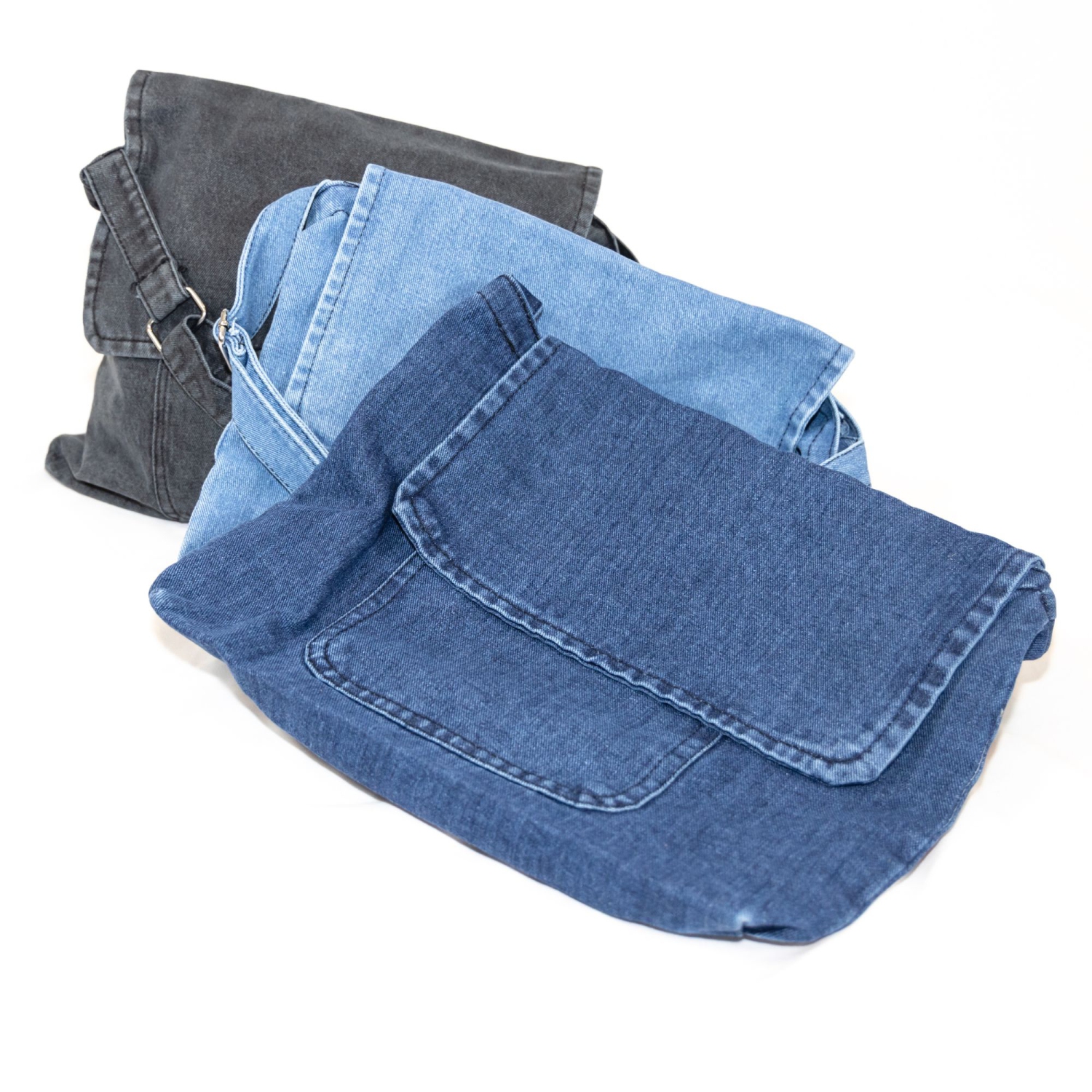 Sac messager en denim Spliurg'd – bleu délavé