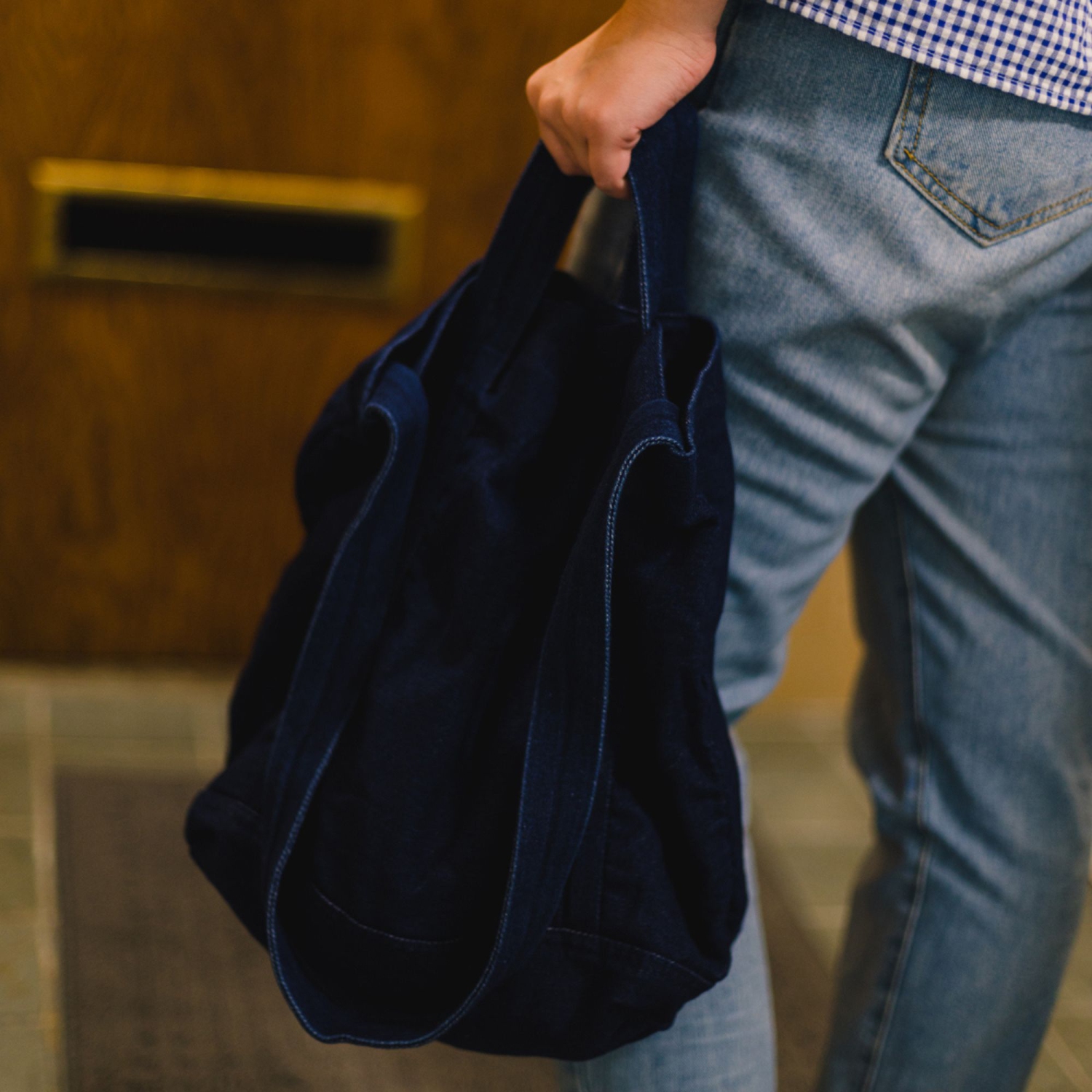 Splurg'd Denim tote crossbody shoulder bag - Bleached Blue