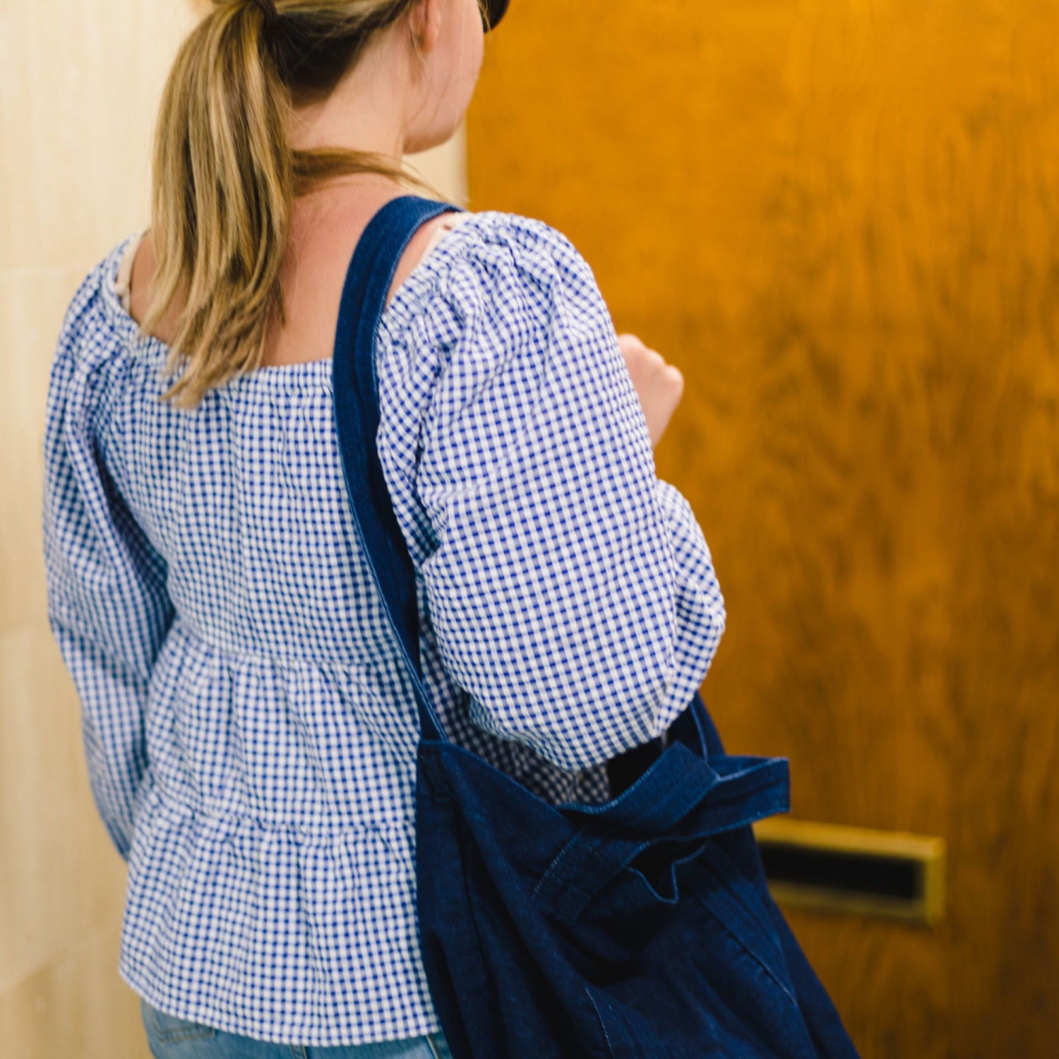 Splurg'd Denim tote crossbody shoulder bag - Medium Blue
