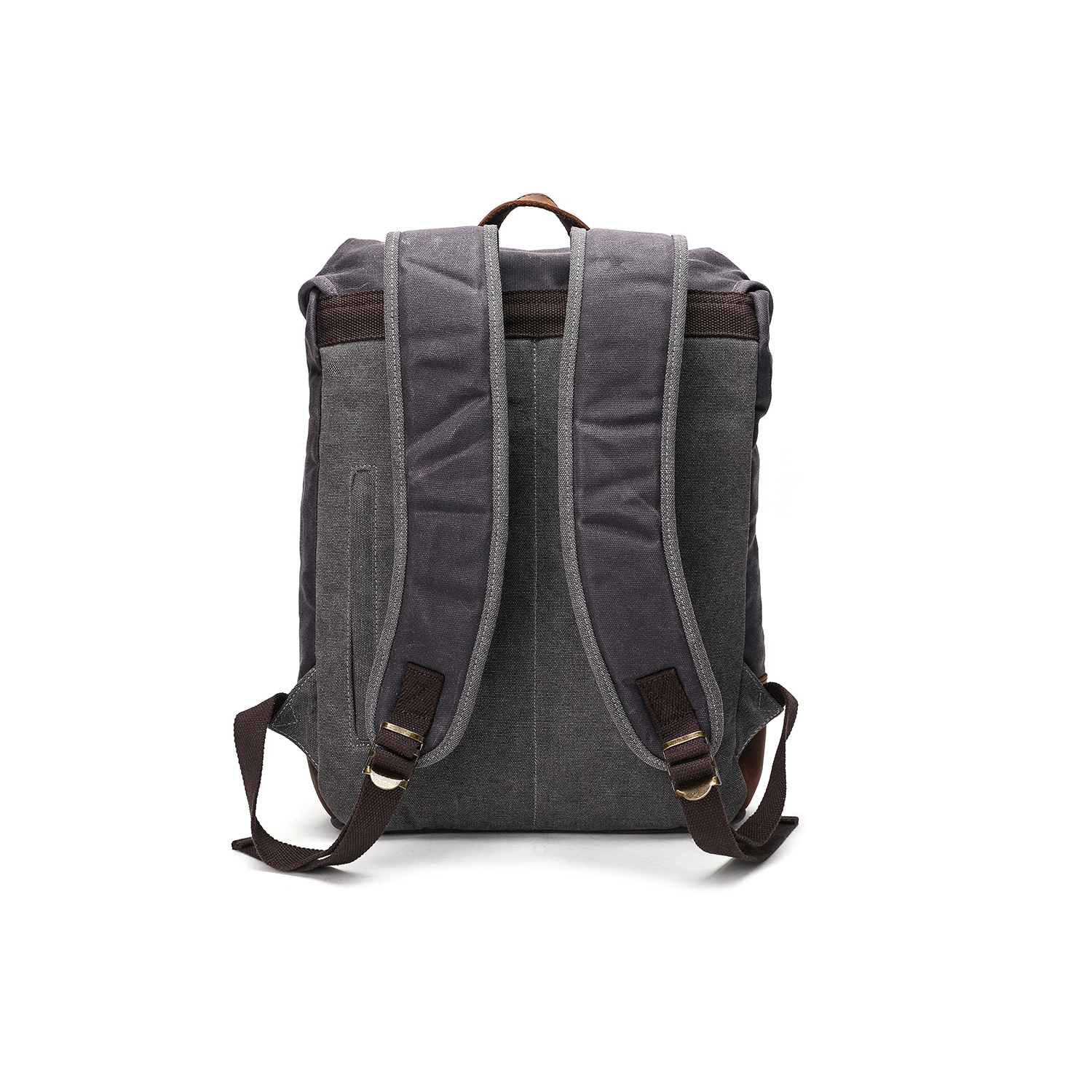 Splurg'd Backpack. Canvas & Leather backpack, large capacity - Black