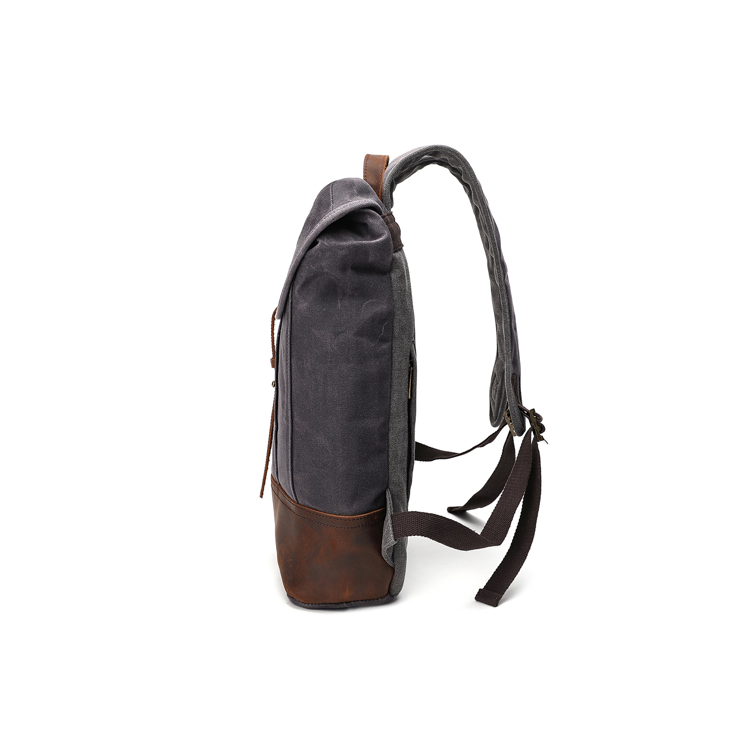 Splurg'd Backpack. Canvas & Leather backpack, large capacity - Black