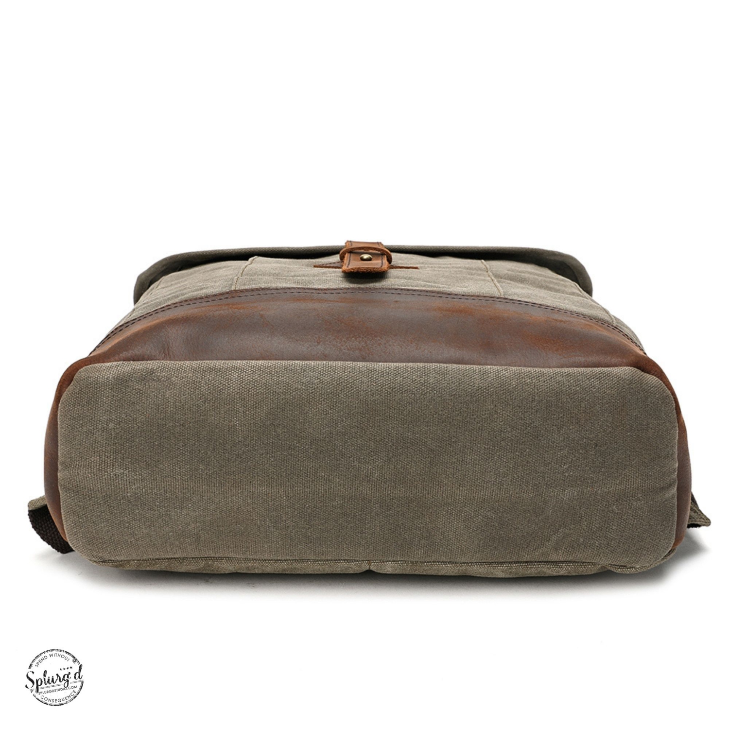 Splurg'd Backpack. Canvas & Leather backpack, large capacity - Green