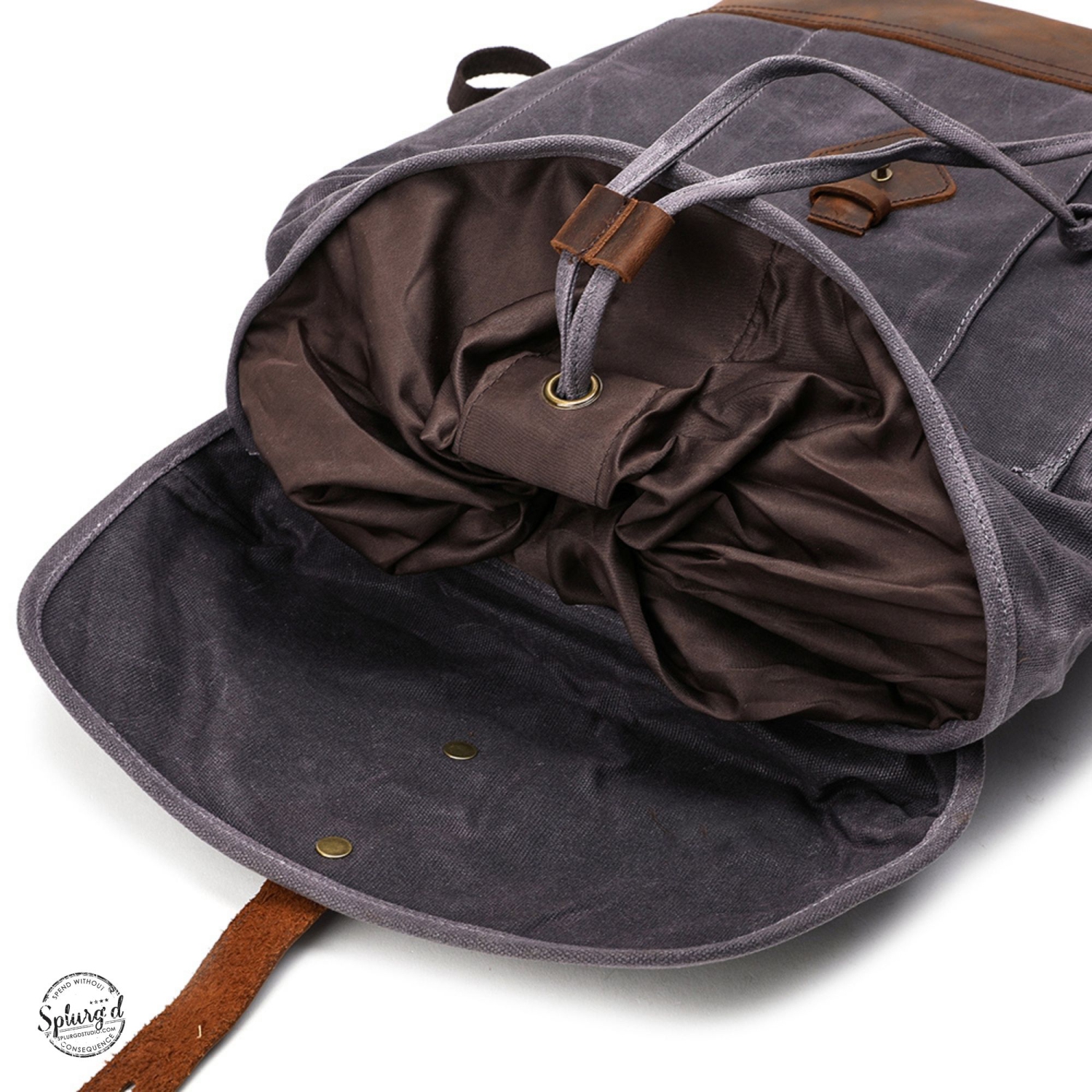 Splurg'd Backpack. Canvas & Leather backpack, large capacity - Green