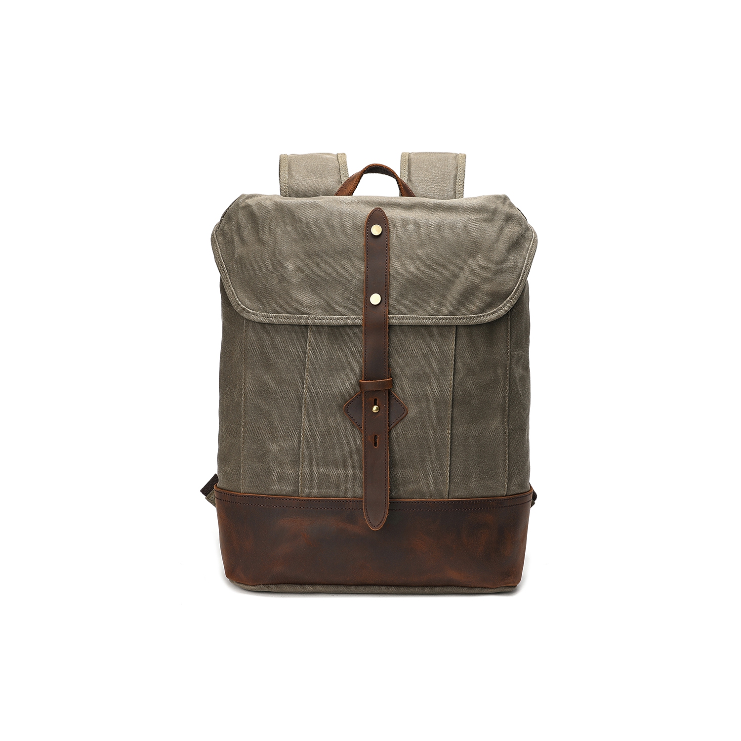 Splurg'd Backpack. Canvas & Leather backpack, large capacity - Green