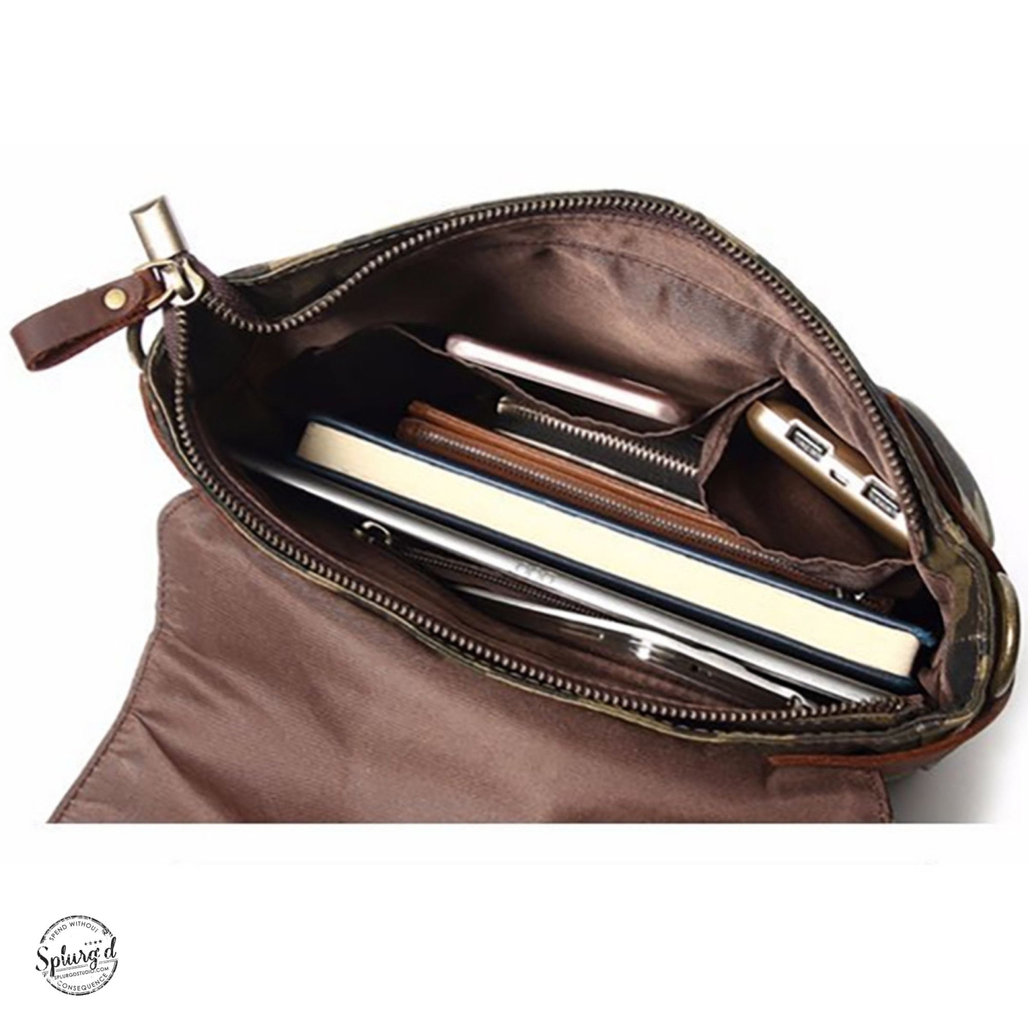 Petit sac messager Spliron’d. Sac à bandoulière CANVAS Camouflage pour tablette - Noir