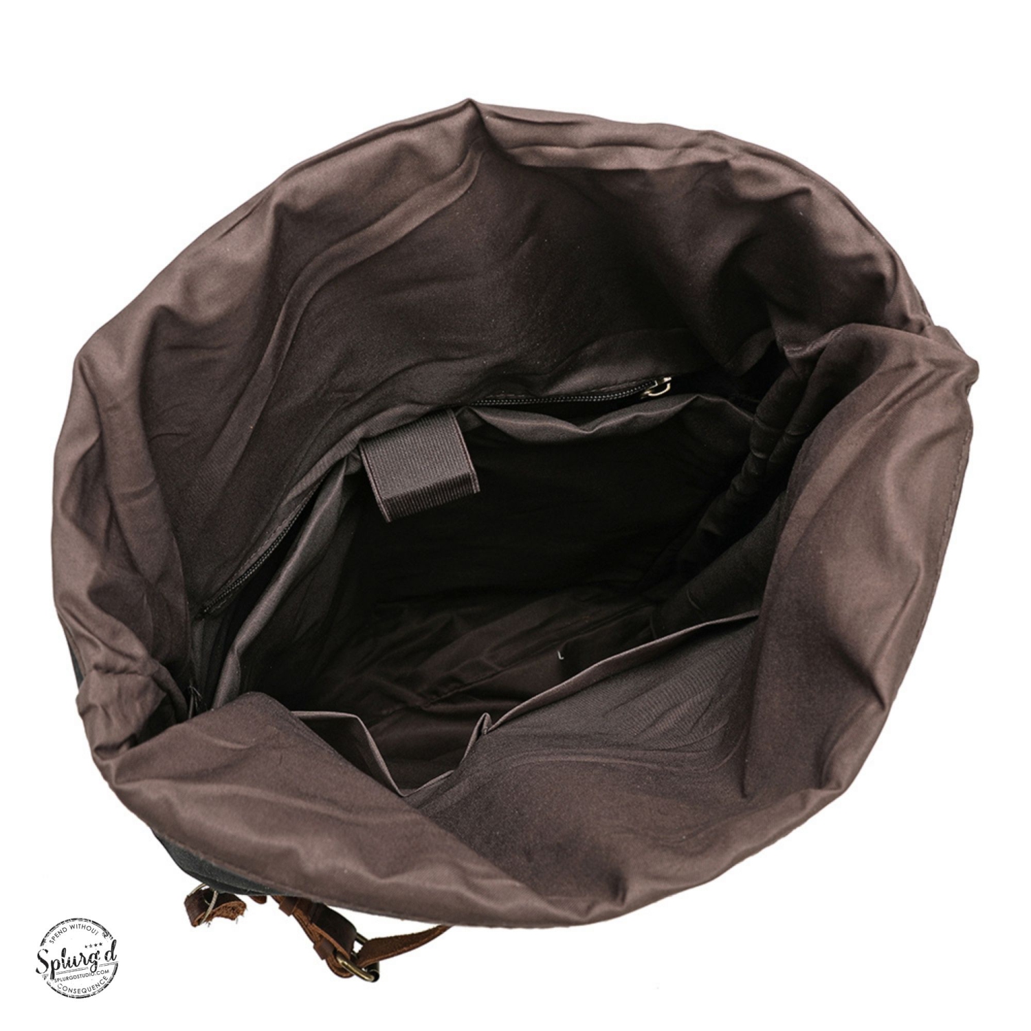 Sac à dos pour portable Spliurg’d en toile avec sangles croisées et fermeture supérieure enroulable - Brun