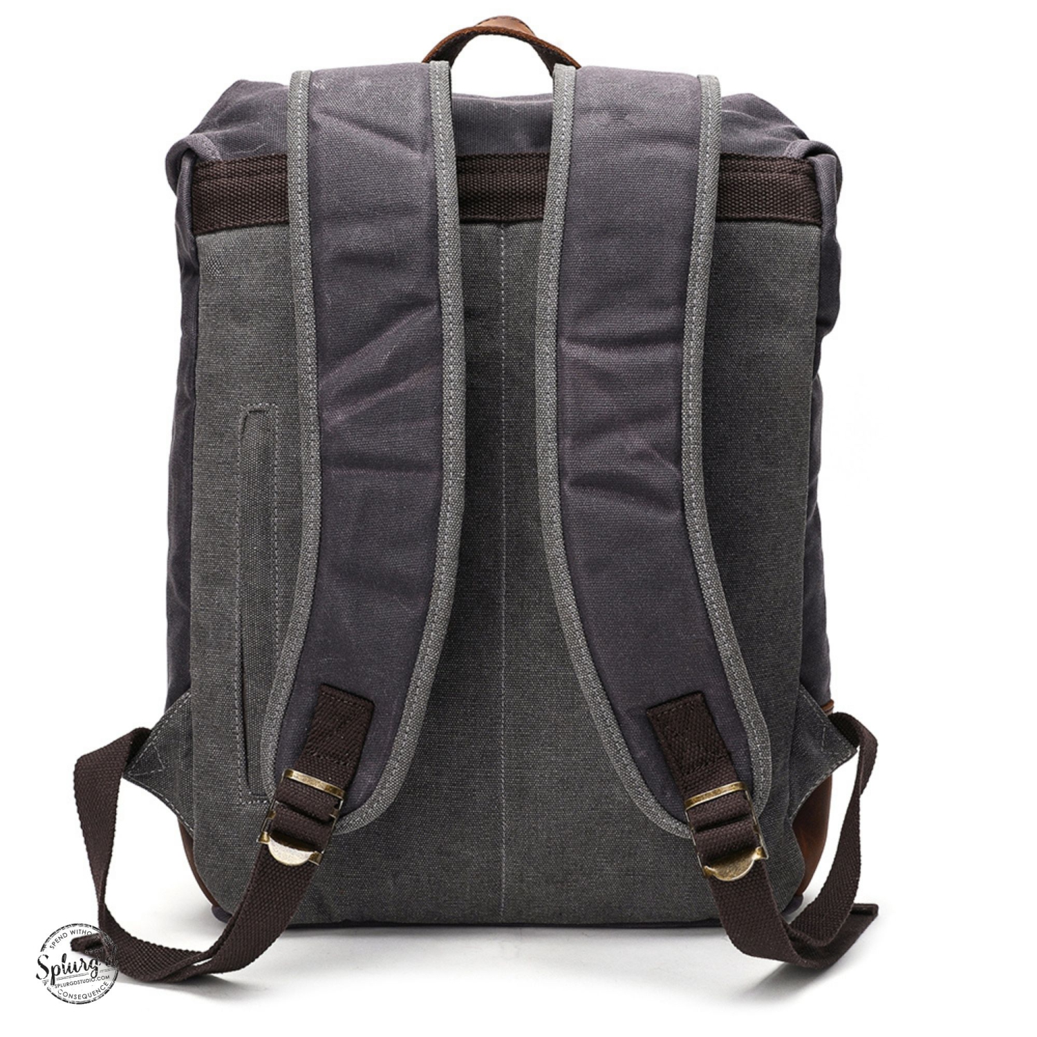 Sac à dos pour portable Spliurg’d en toile avec sangles croisées et fermeture supérieure enroulable - Gris