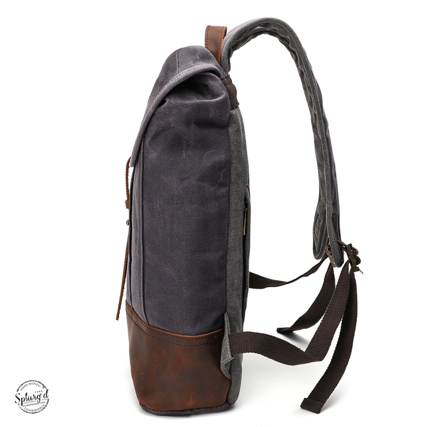 Sac à dos pour portable Spliurg’d en toile avec sangles croisées et fermeture supérieure enroulable - Gris