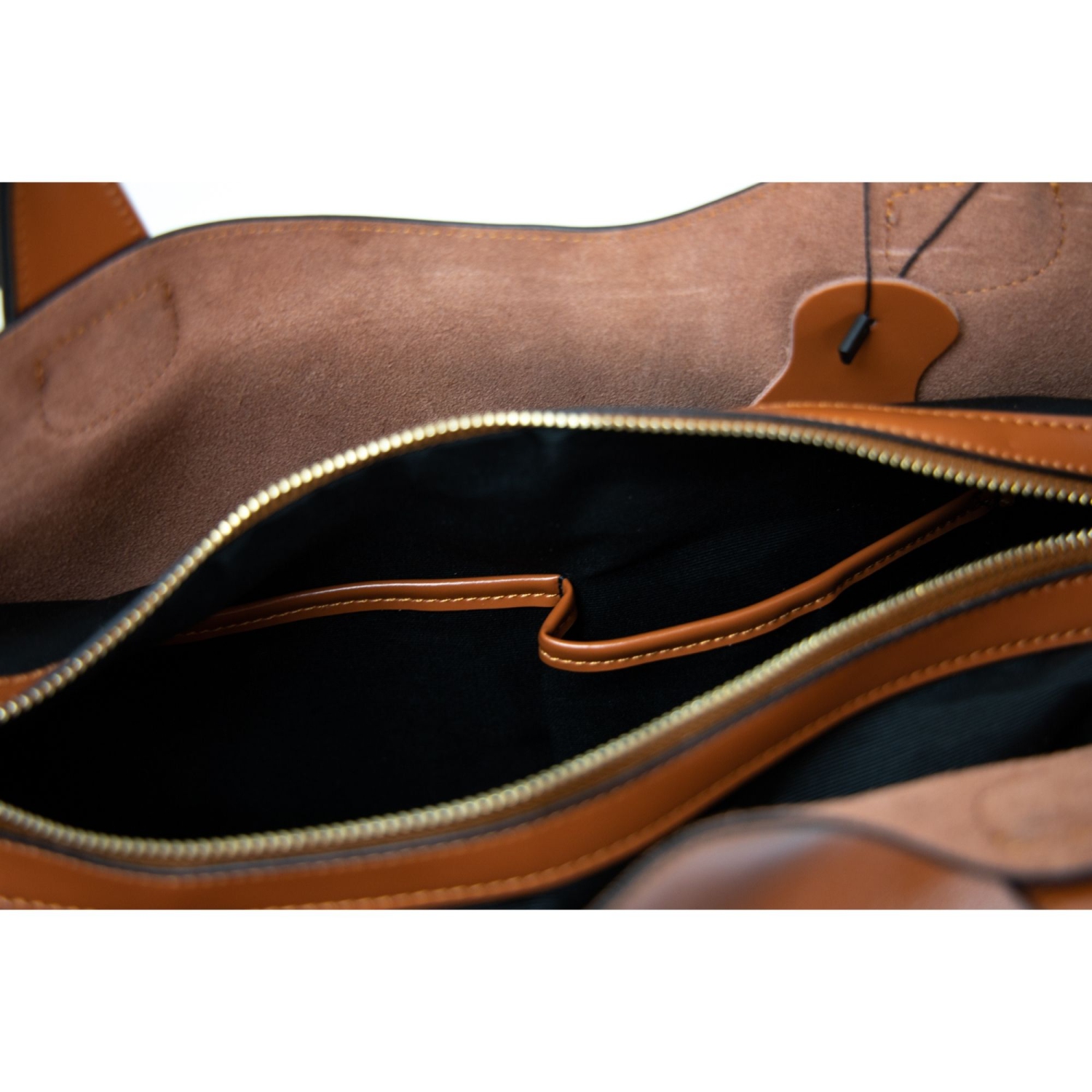 Splurg'd Leather tote bag with long strap and carry handle - Brown