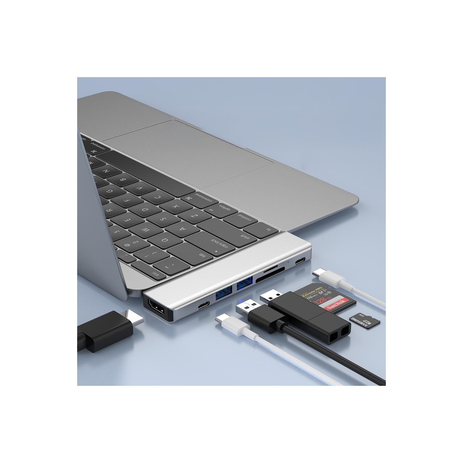 Adaptateur multifonction concentrateur USB-C pour MacBook Pro d'Apple, MacBook Air avec 7 ports compatibles avec Thunderbolt 3