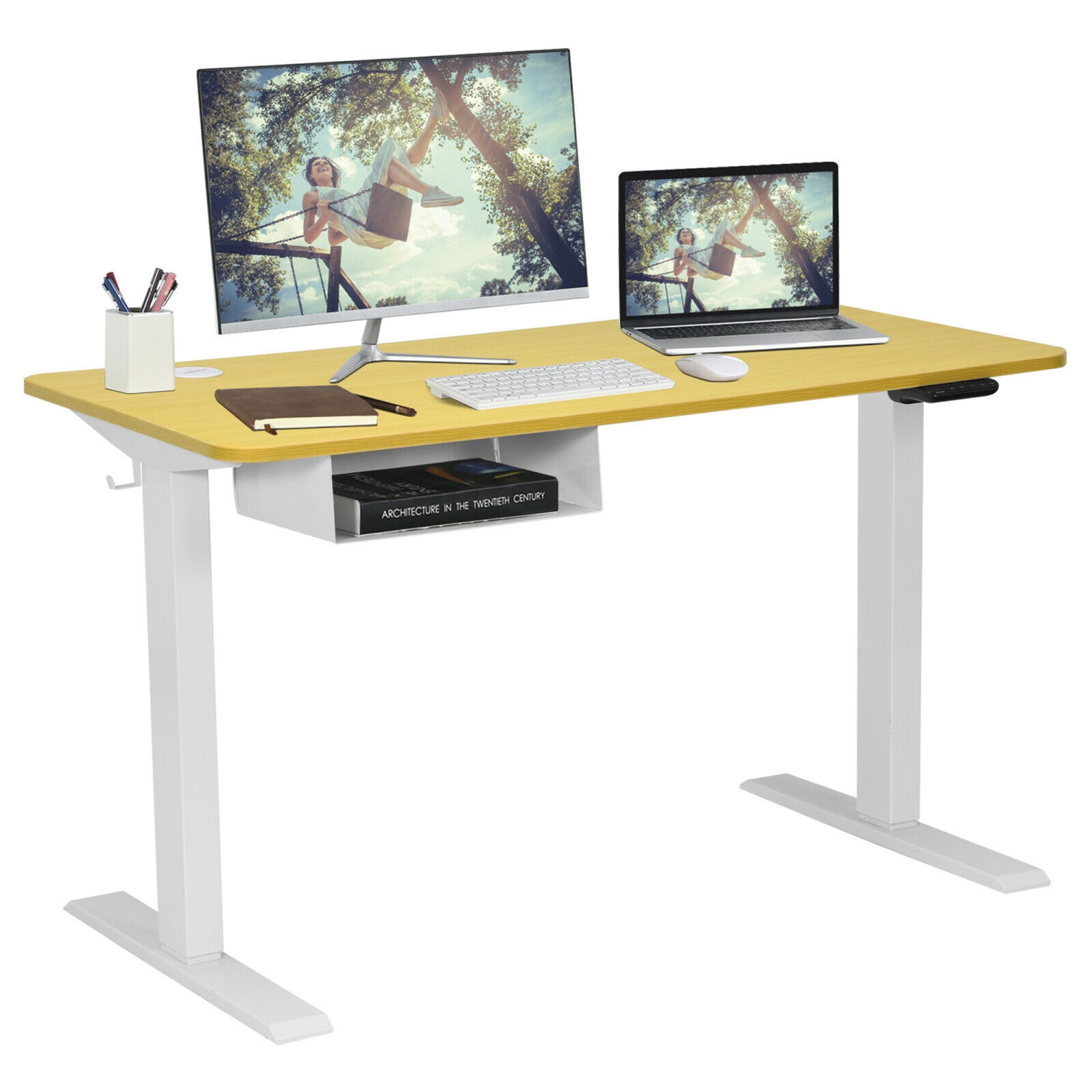 Gymax 48'' Electric Standing Desk Height Adjustable w/ Control Panel & USB Port