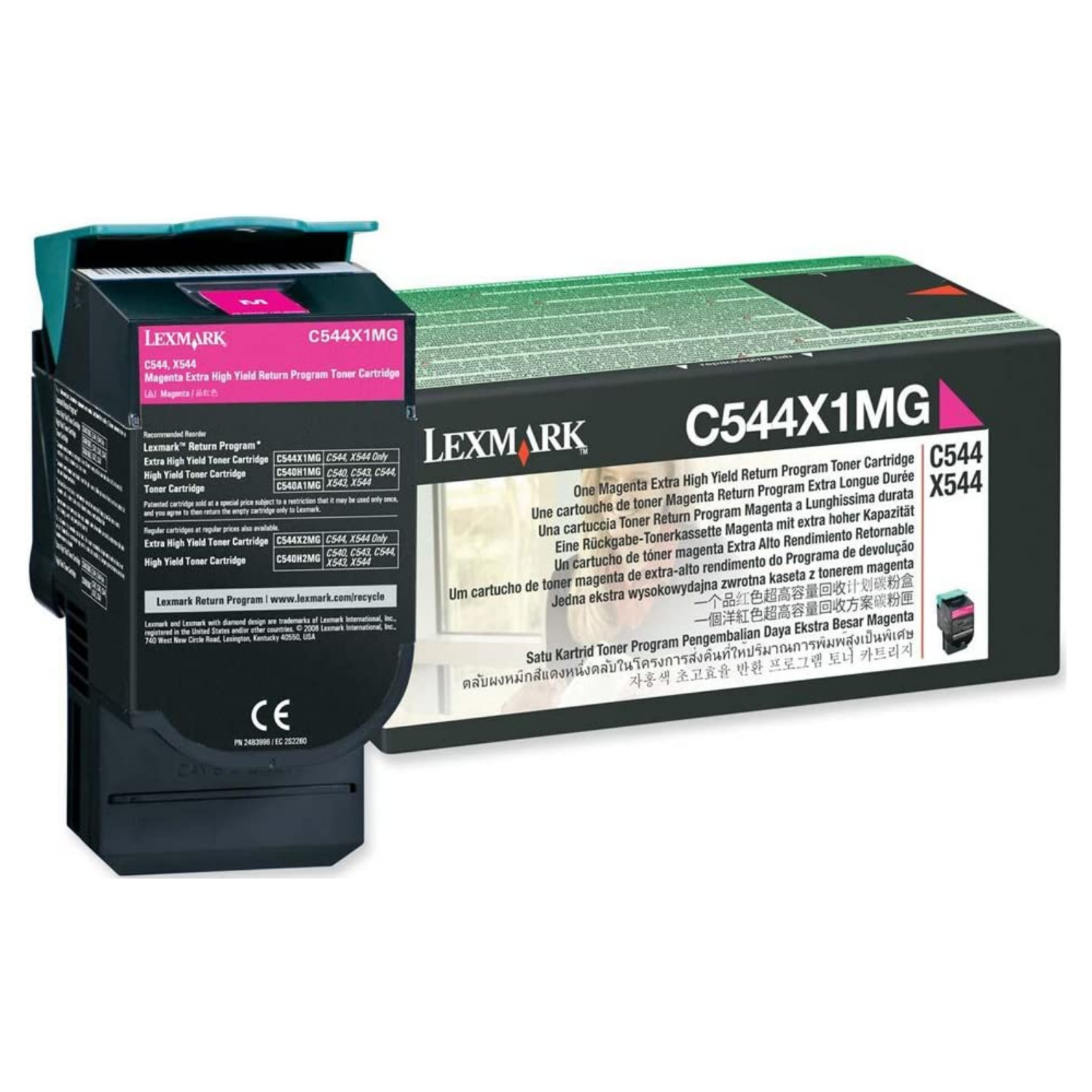 Lexmark C544X1MG Magenta. Cartouche d'origine Haut rendement pour : C544, X546 to X548 series.