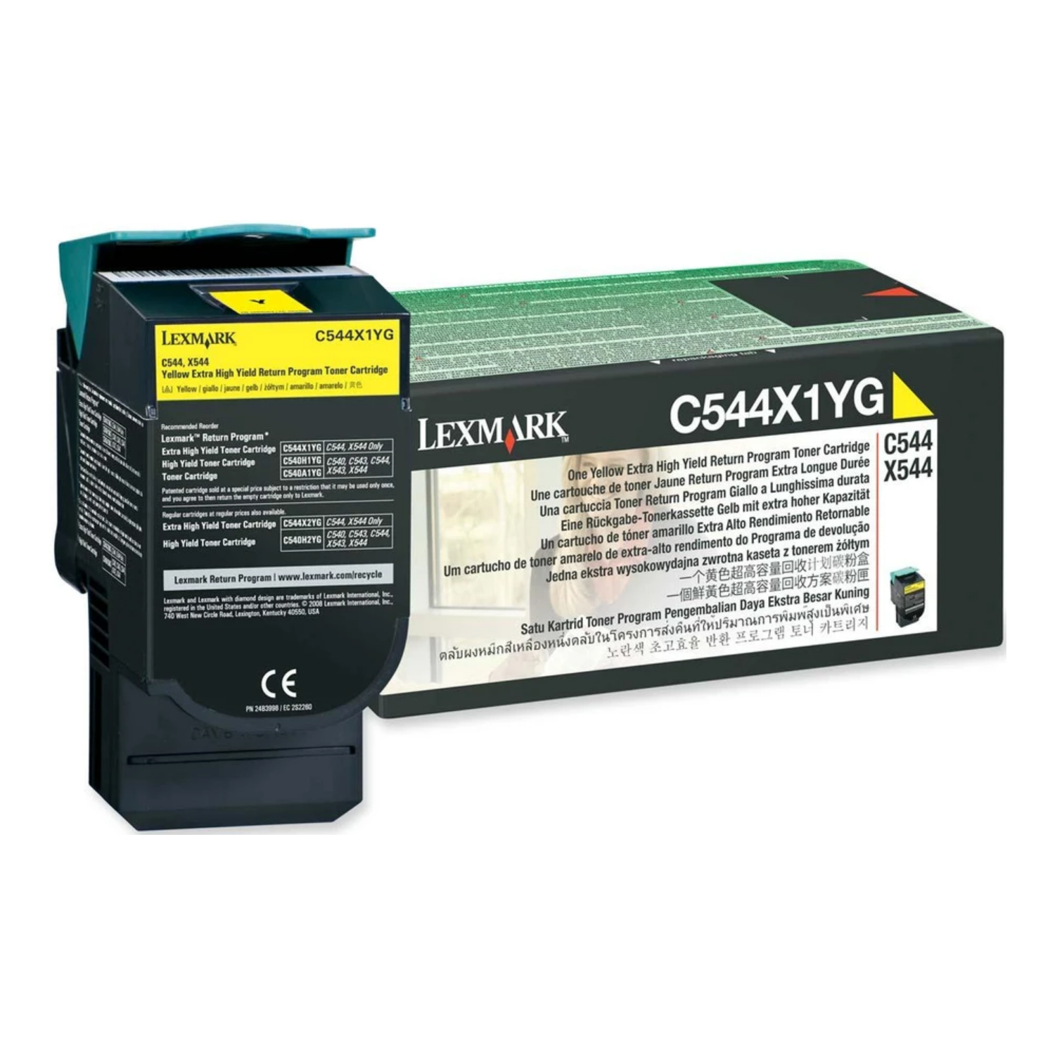 Lexmark C544X1YG Jaune. Cartouche d'origine Haut rendement pour : C544, X546 to X548 series.